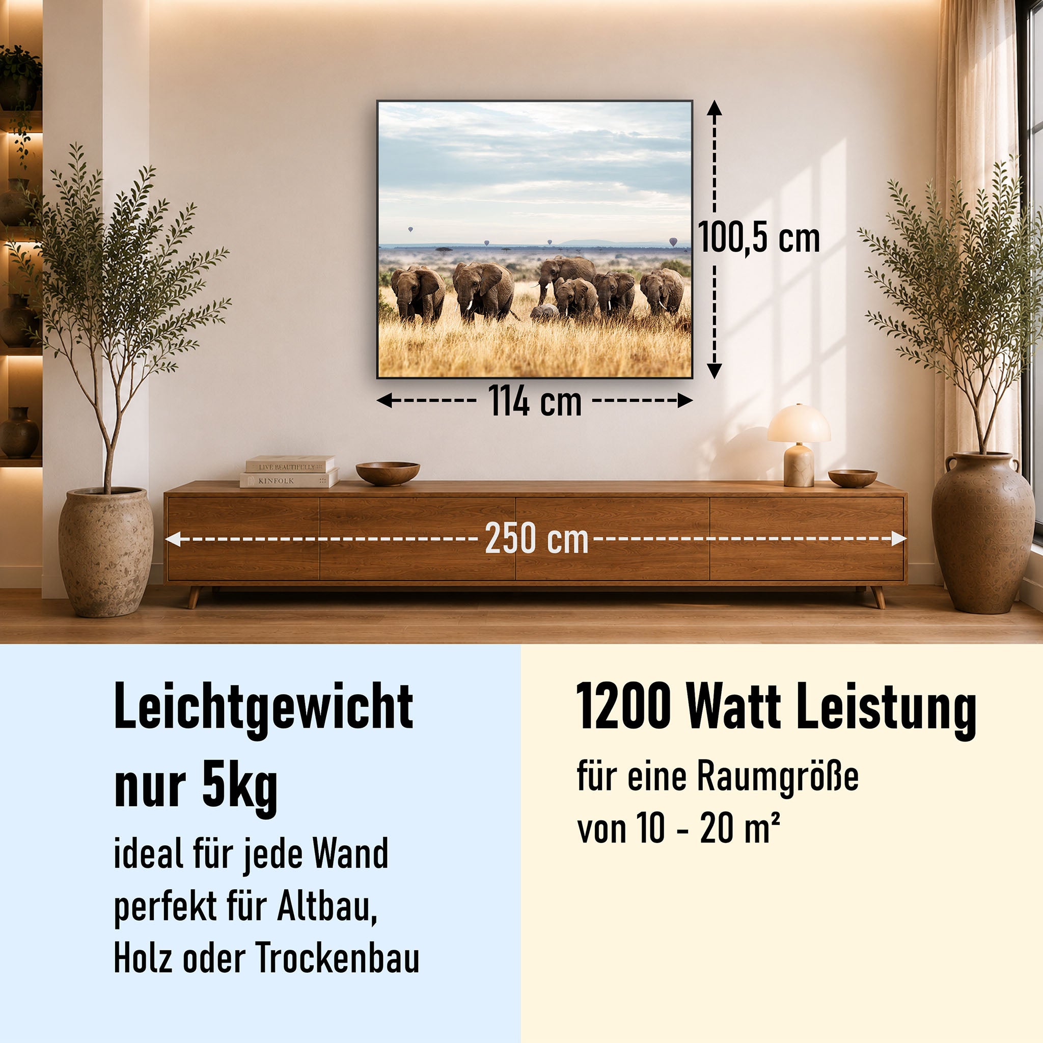 Bild Infrarotheizung 350-1200W Motiv 002 Elefanten
