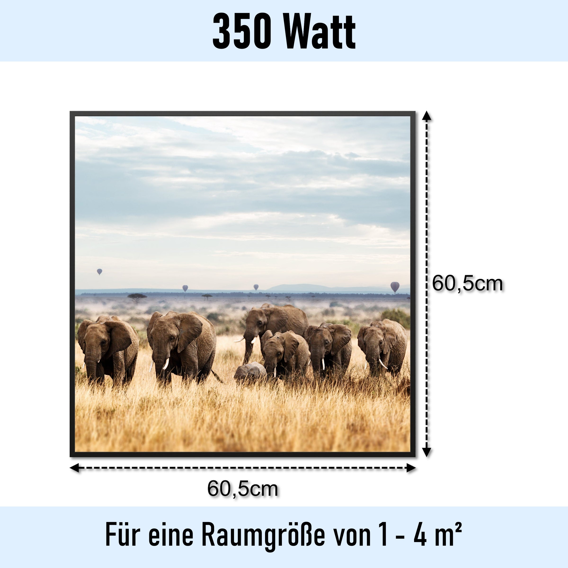 Bild Infrarotheizung 350-1200W Motiv 002 Elefanten