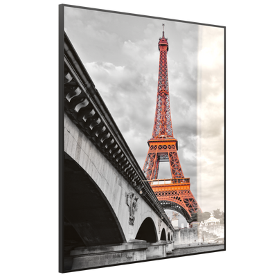 STEINFELD Deko Glas Wandbild Motiv 039H Eiffelturm Rot