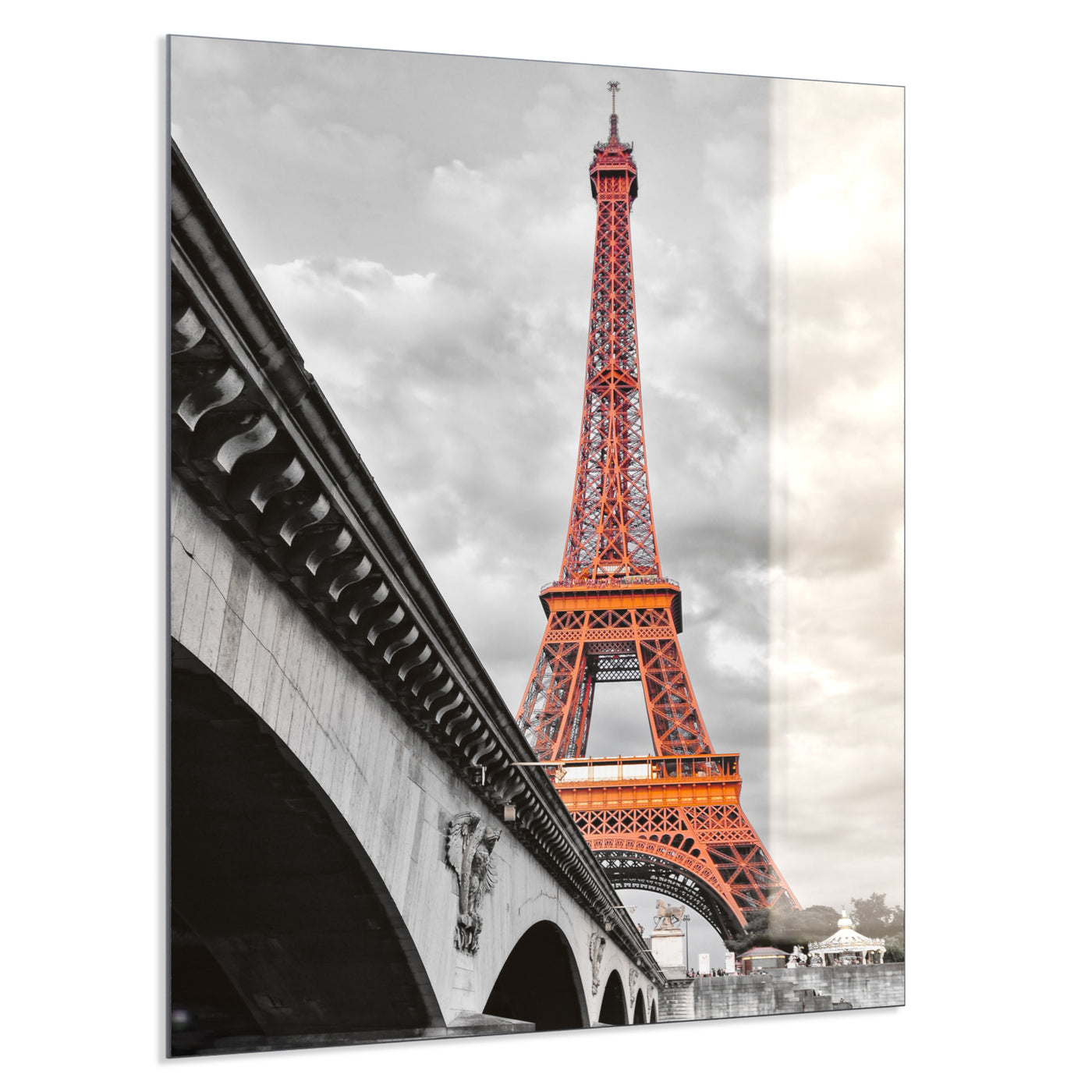 STEINFELD Deko Glas Wandbild Motiv 039H Eiffelturm Rot