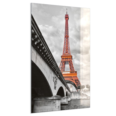 STEINFELD Deko Glas Wandbild Motiv 039H Eiffelturm Rot