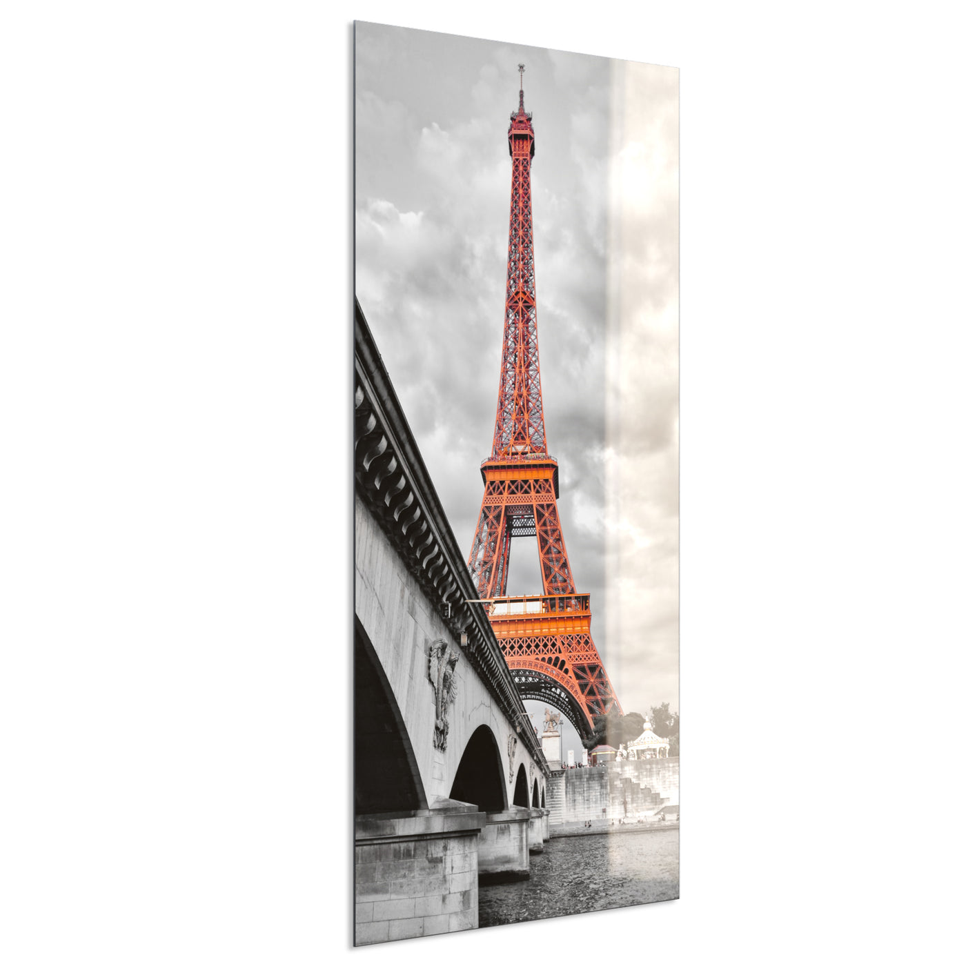 STEINFELD Deko Glas Wandbild Motiv 039H Eiffelturm Rot
