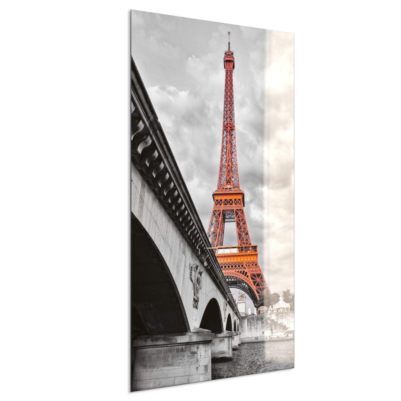 STEINFELD Deko Glas Wandbild Motiv 039H Eiffelturm Rot