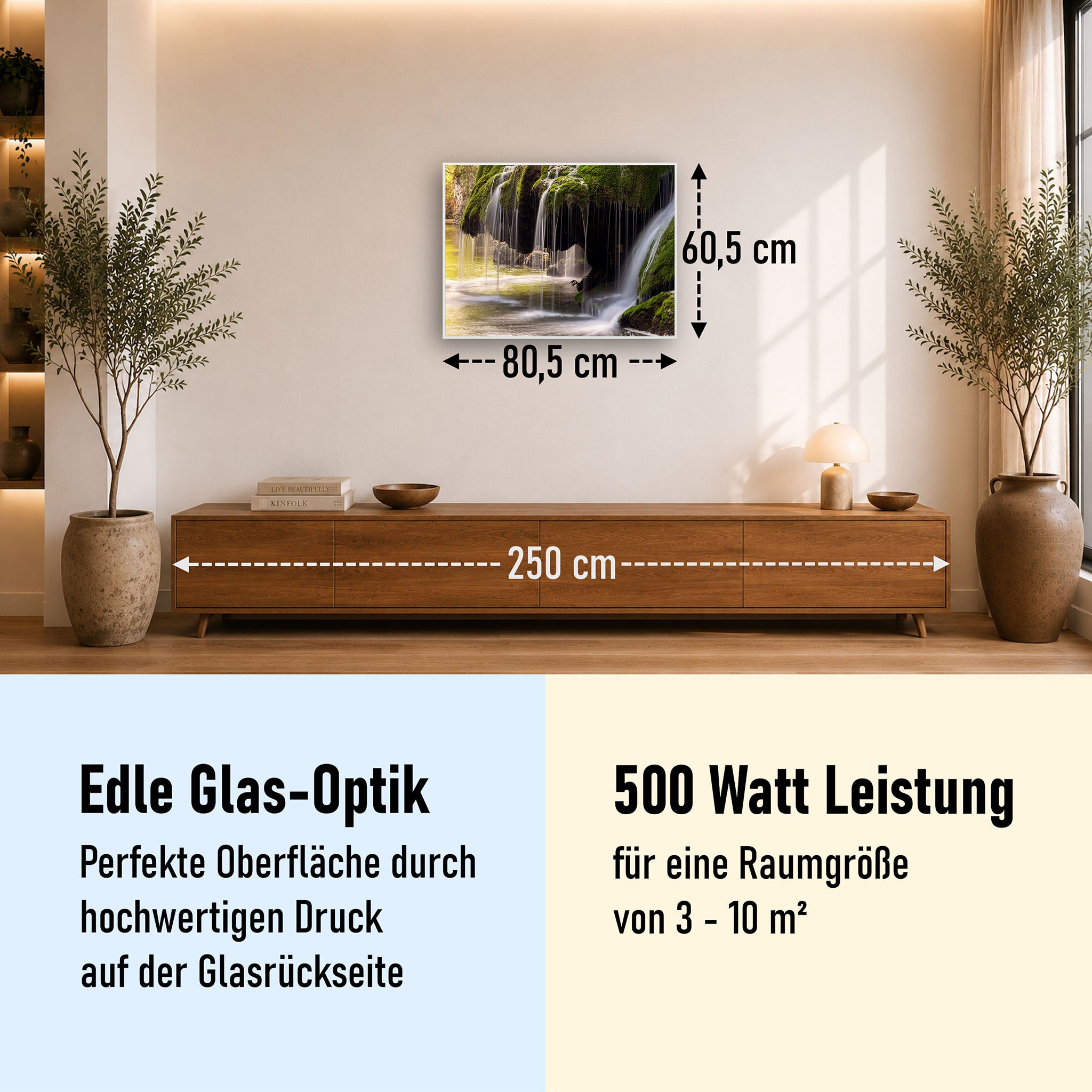 Glas Infrarotheizung 350-1200W Motiv 003 Wasserfall