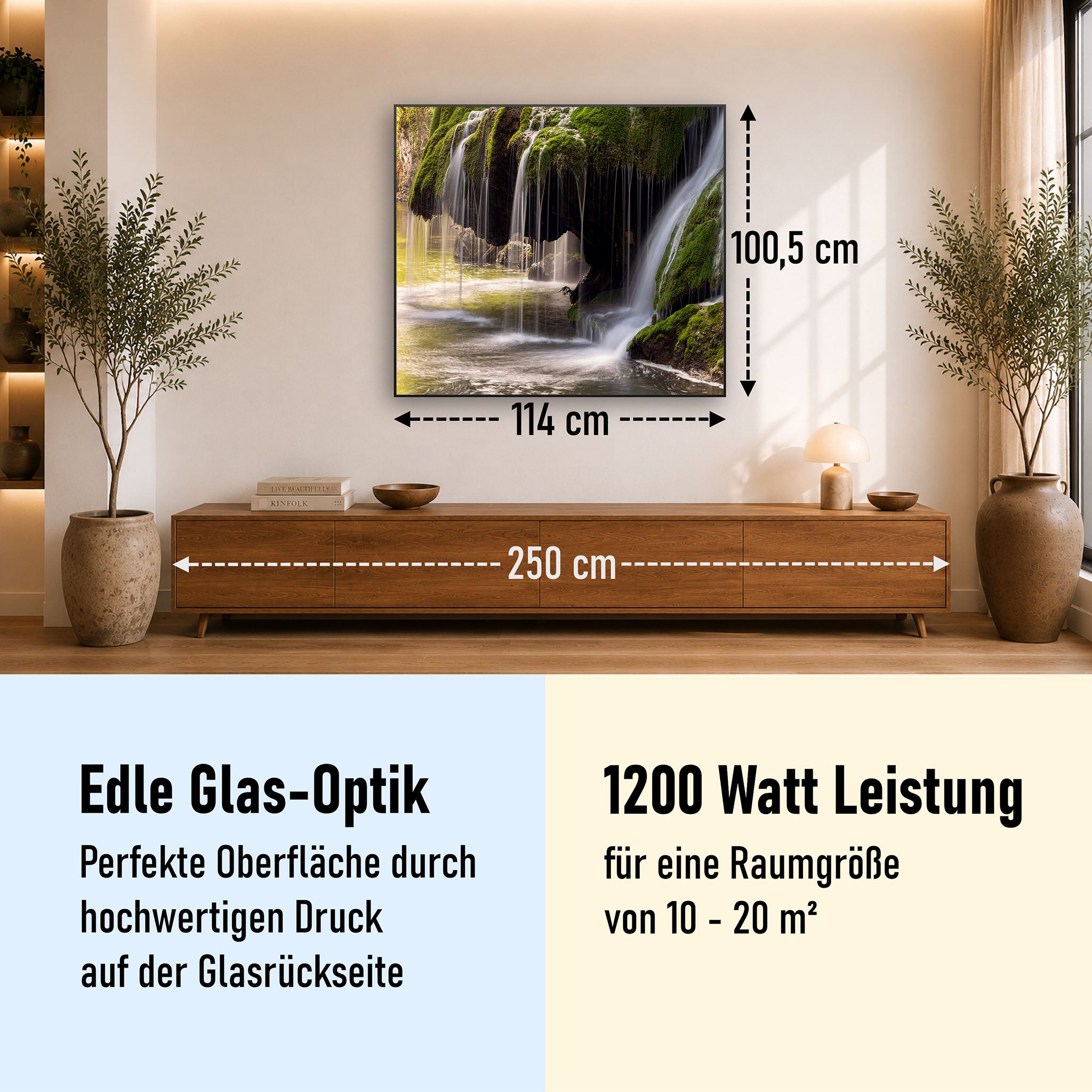 Glas Infrarotheizung 350-1200W Motiv 003 Wasserfall
