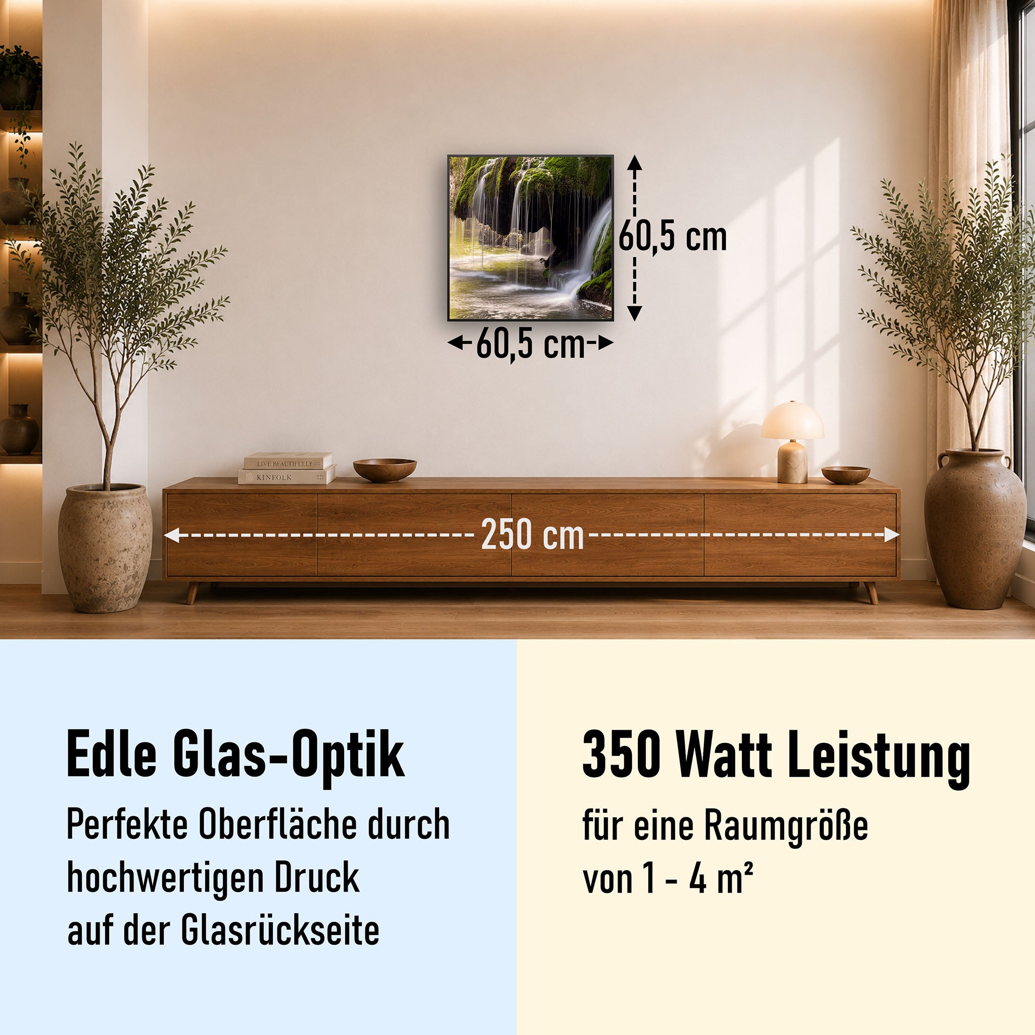 Glas Infrarotheizung 350-1200W Motiv 003 Wasserfall