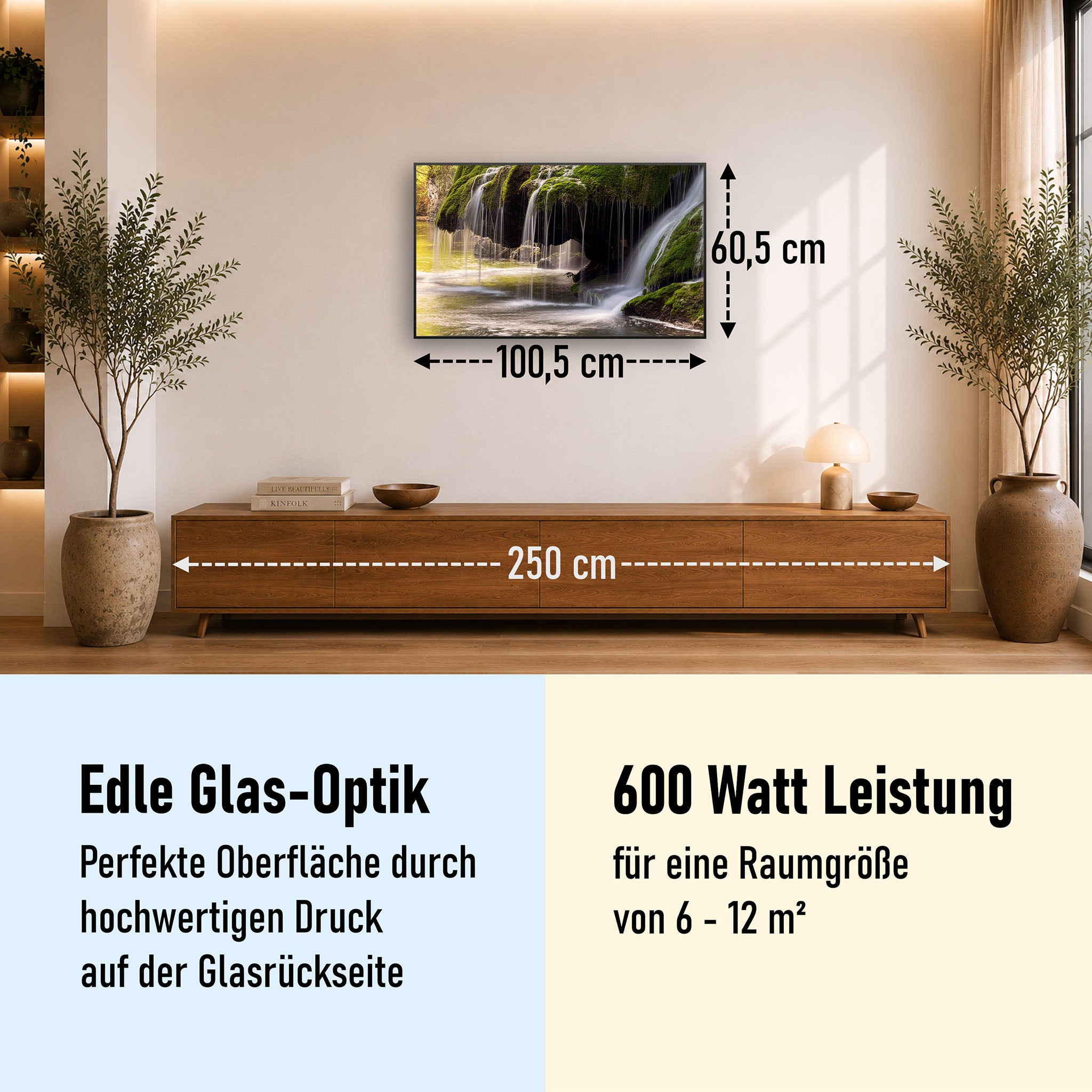 Glas Infrarotheizung 350-1200W Motiv 003 Wasserfall
