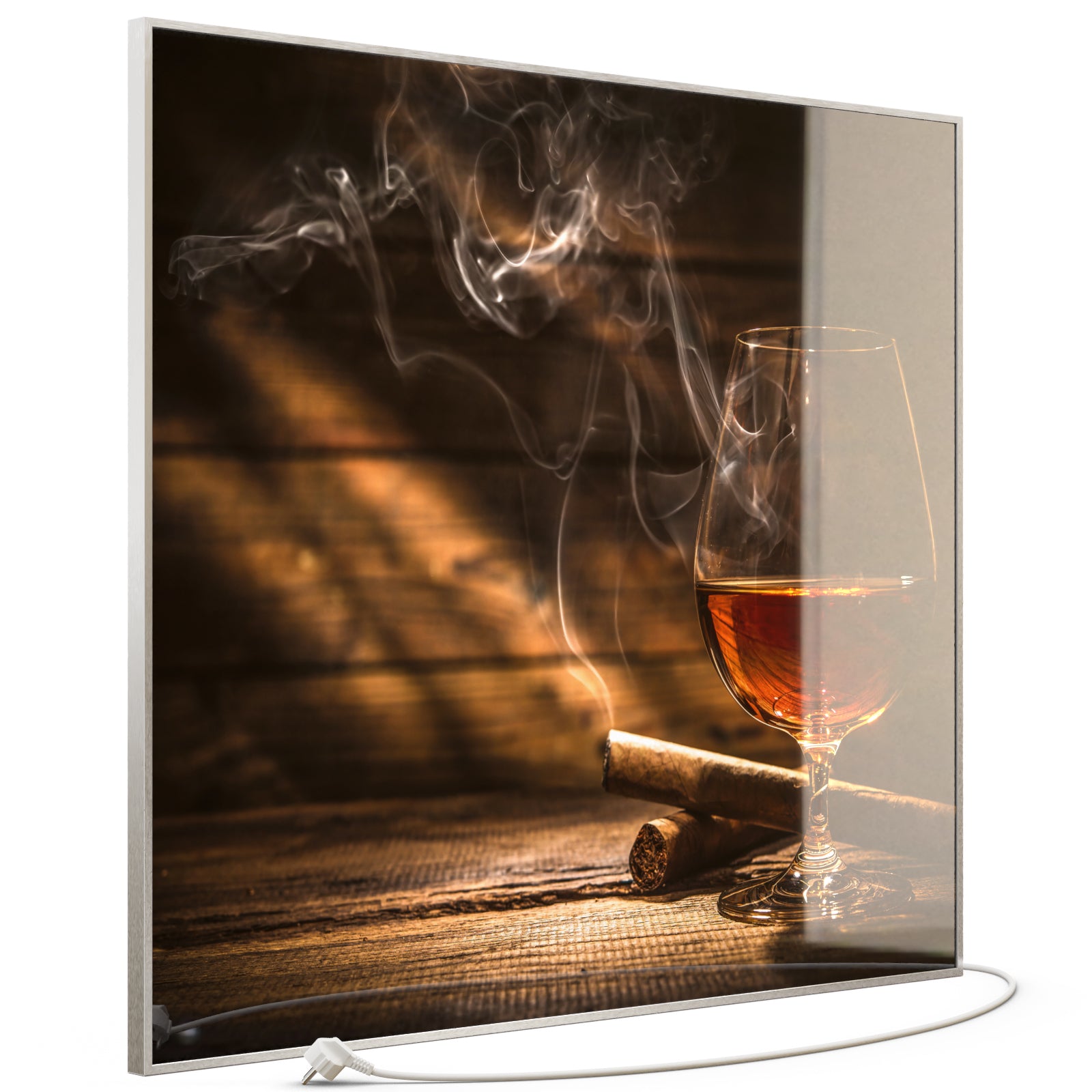 Glas Infrarotheizung 350-1200W Motiv 004 Whisky mit Zigarre