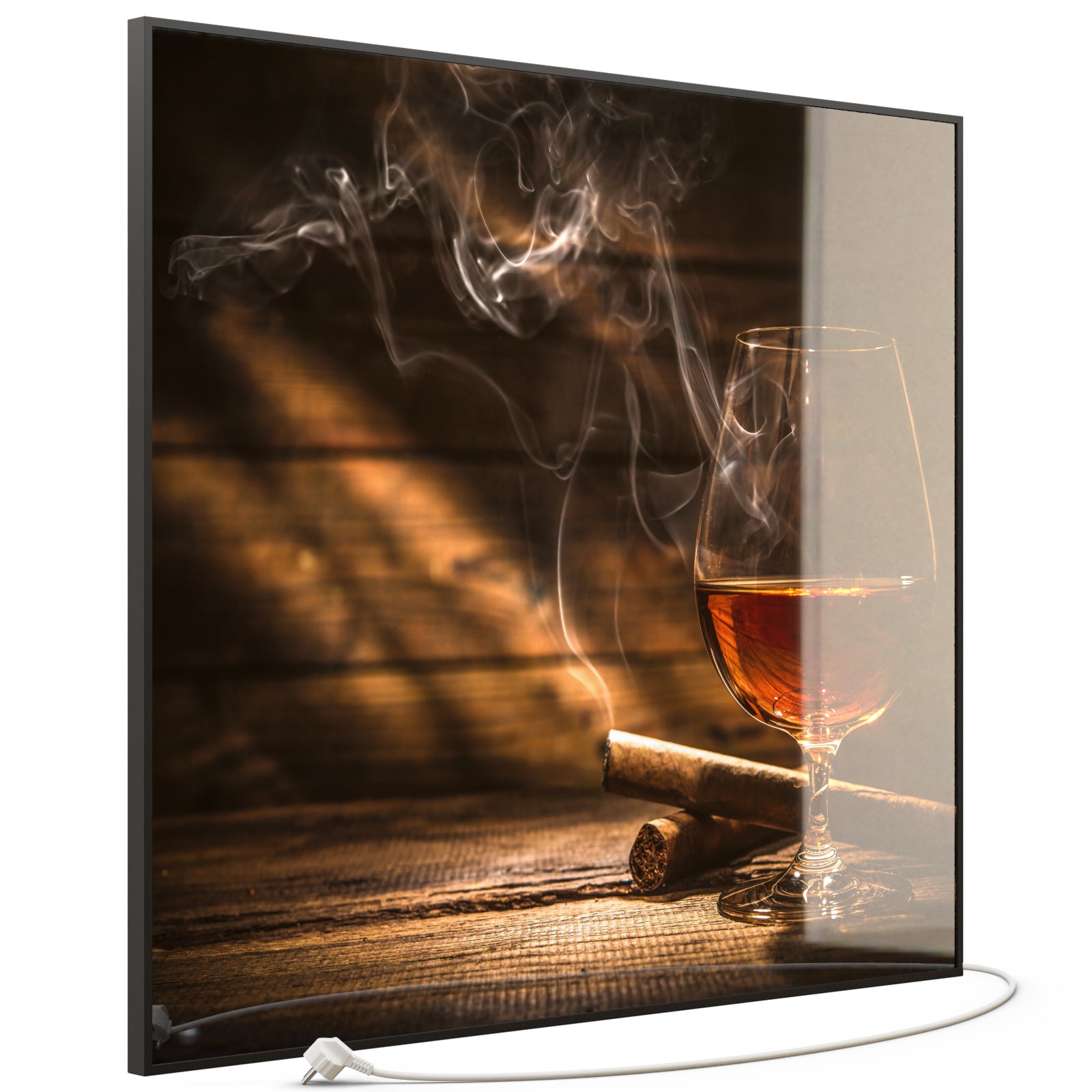 Glas Infrarotheizung 350-1200W Motiv 004 Whisky mit Zigarre