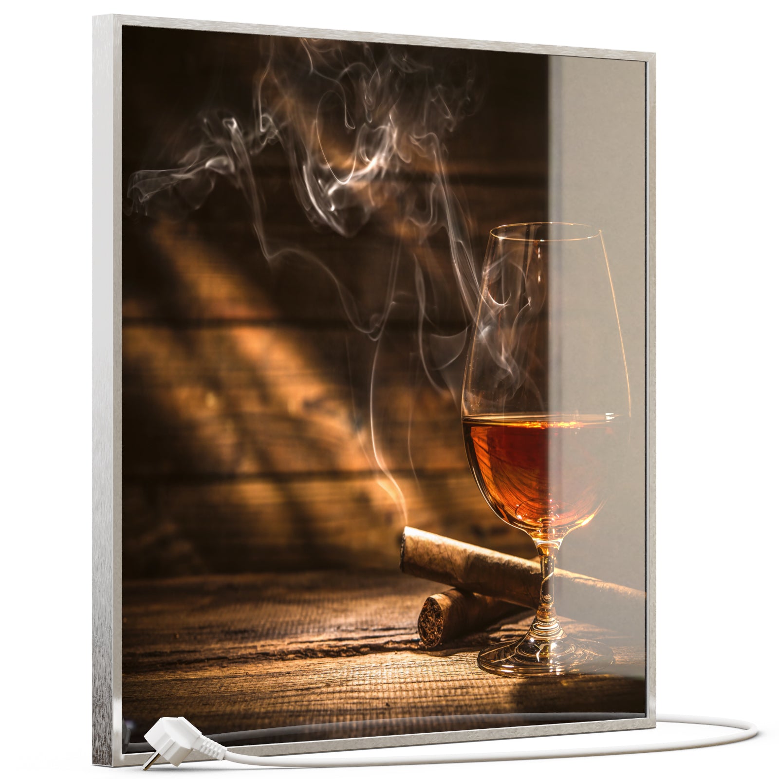 Glas Infrarotheizung 350-1200W Motiv 004 Whisky mit Zigarre