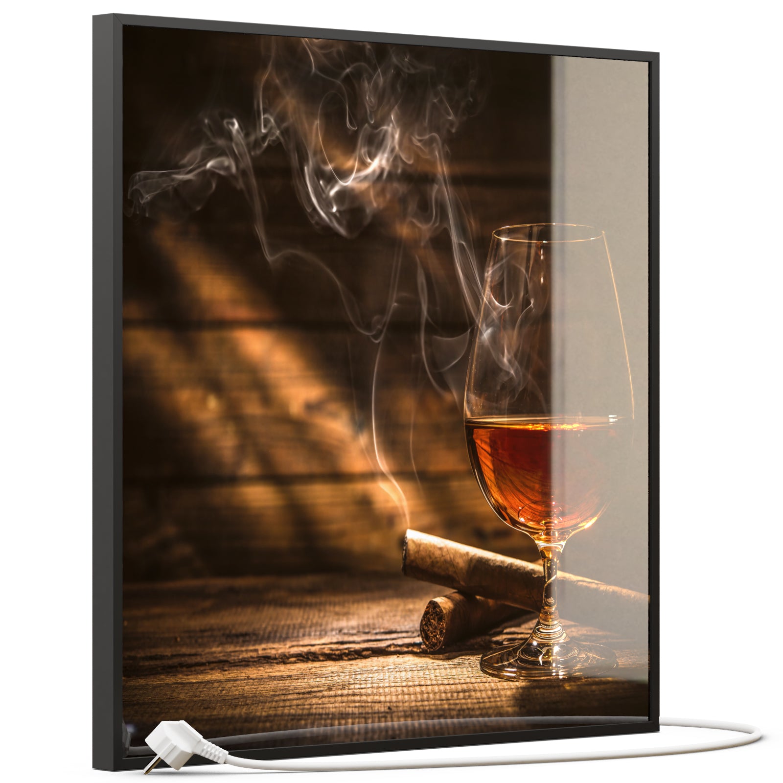 Glas Infrarotheizung 350-1200W Motiv 004 Whisky mit Zigarre