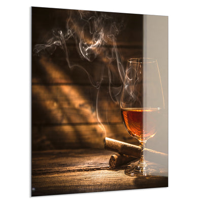 STEINFELD Deko Glas Wandbild Motiv 004 Whisky mit Zigarre