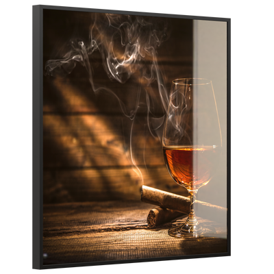 STEINFELD Deko Glas Wandbild Motiv 004 Whisky mit Zigarre