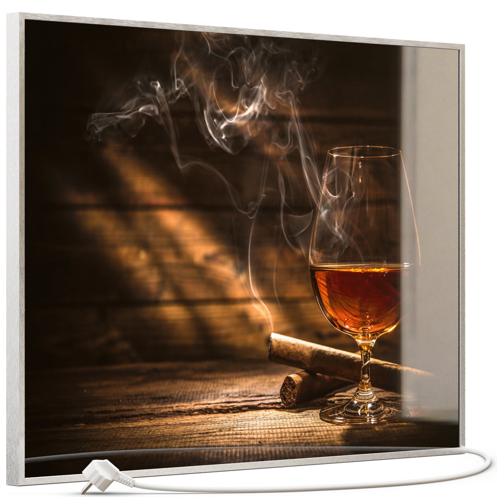 Glas Infrarotheizung 350-1200W Motiv 004 Whisky mit Zigarre