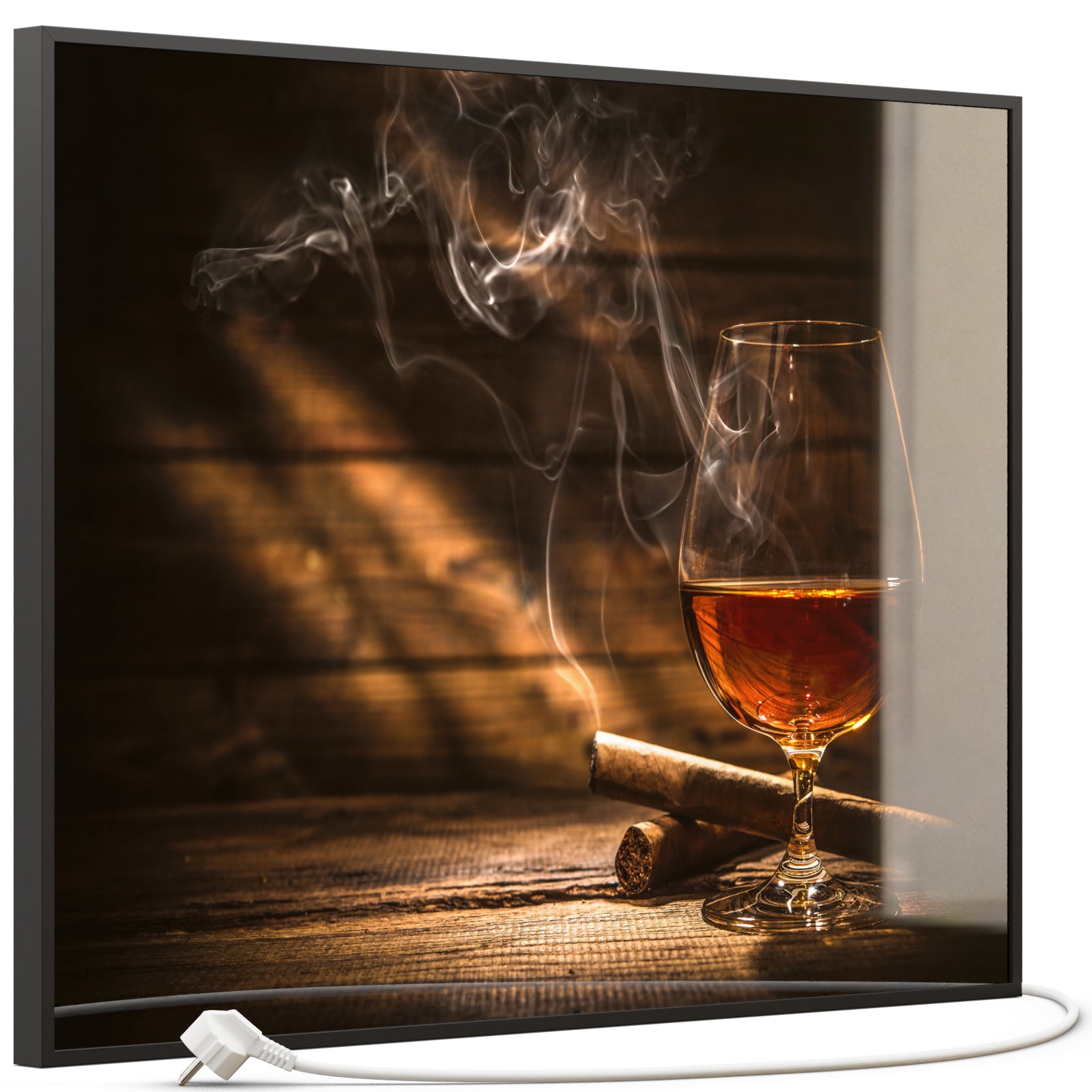 Glas Infrarotheizung 350-1200W Motiv 004 Whisky mit Zigarre