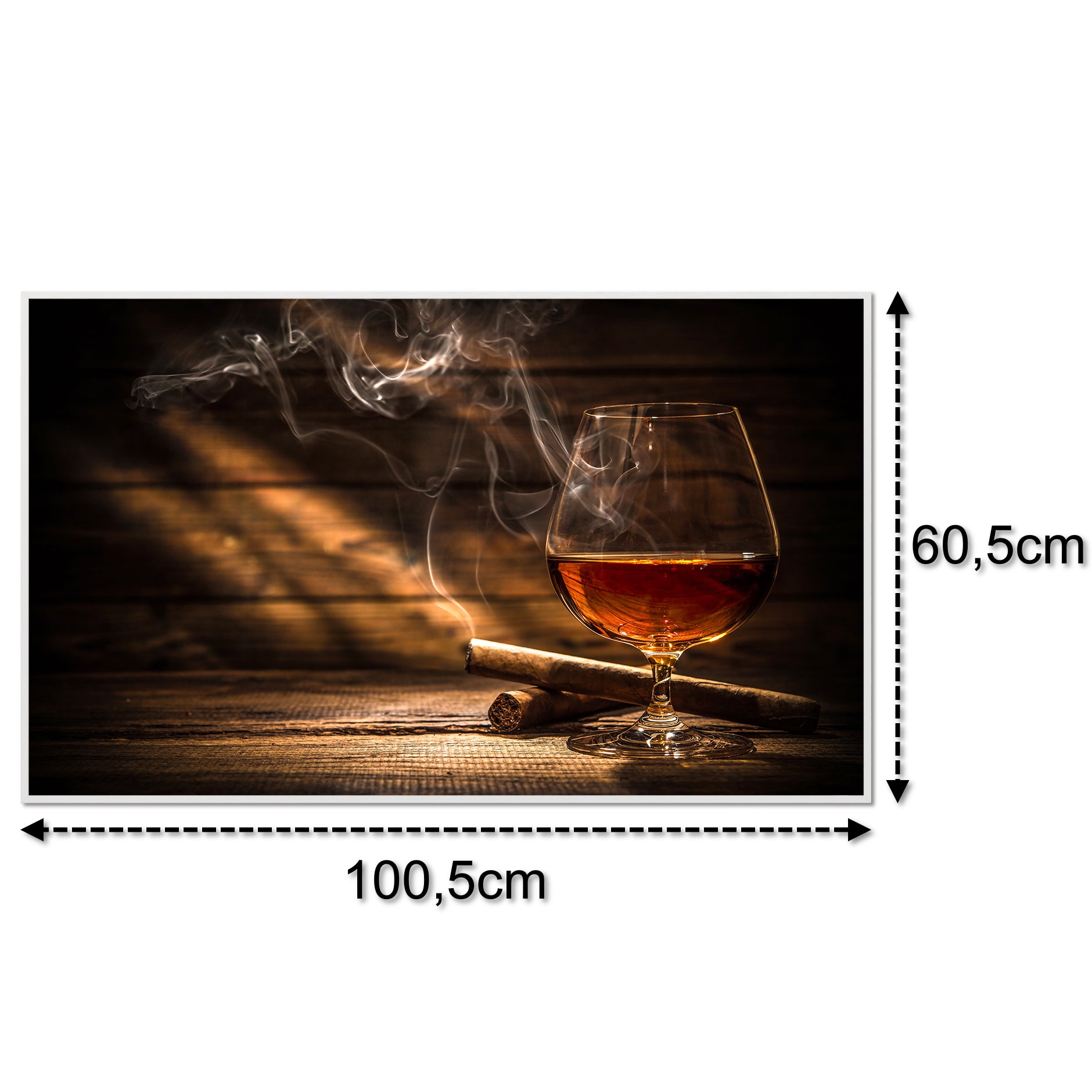 Glas Infrarotheizung 350-1200W Motiv 004 Whisky mit Zigarre