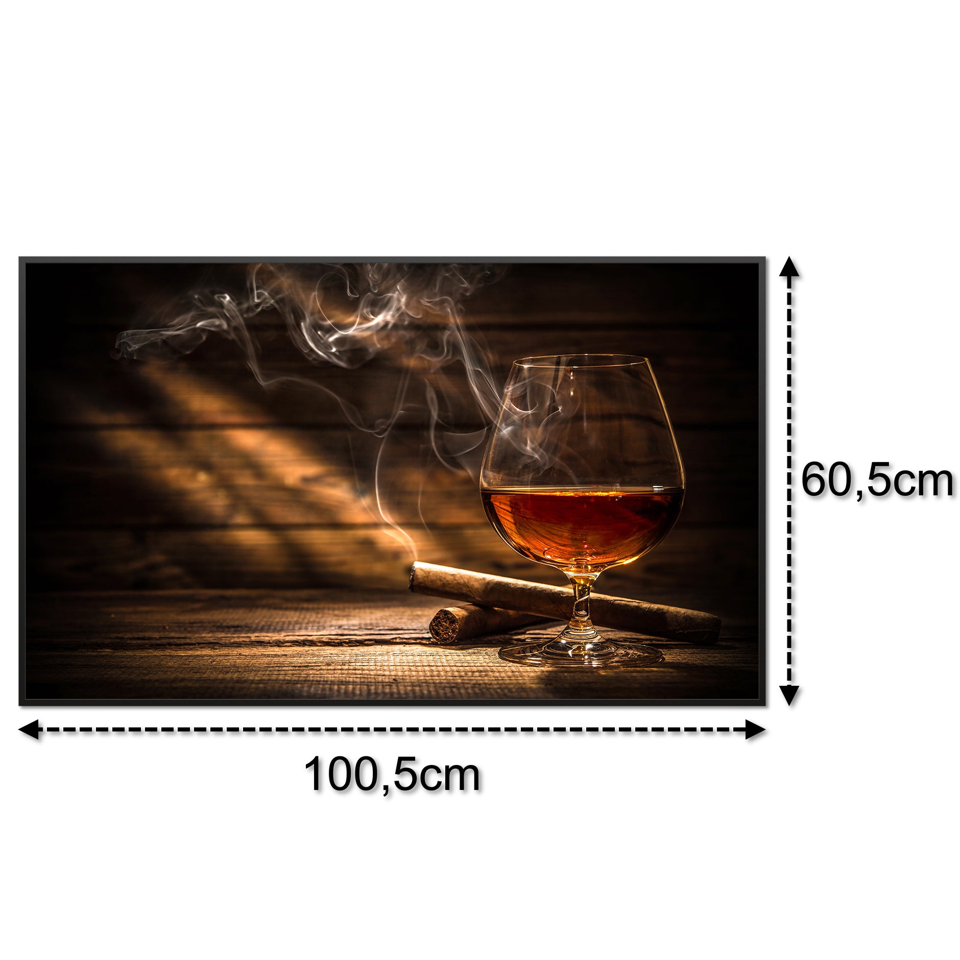 Glas Infrarotheizung 350-1200W Motiv 004 Whisky mit Zigarre