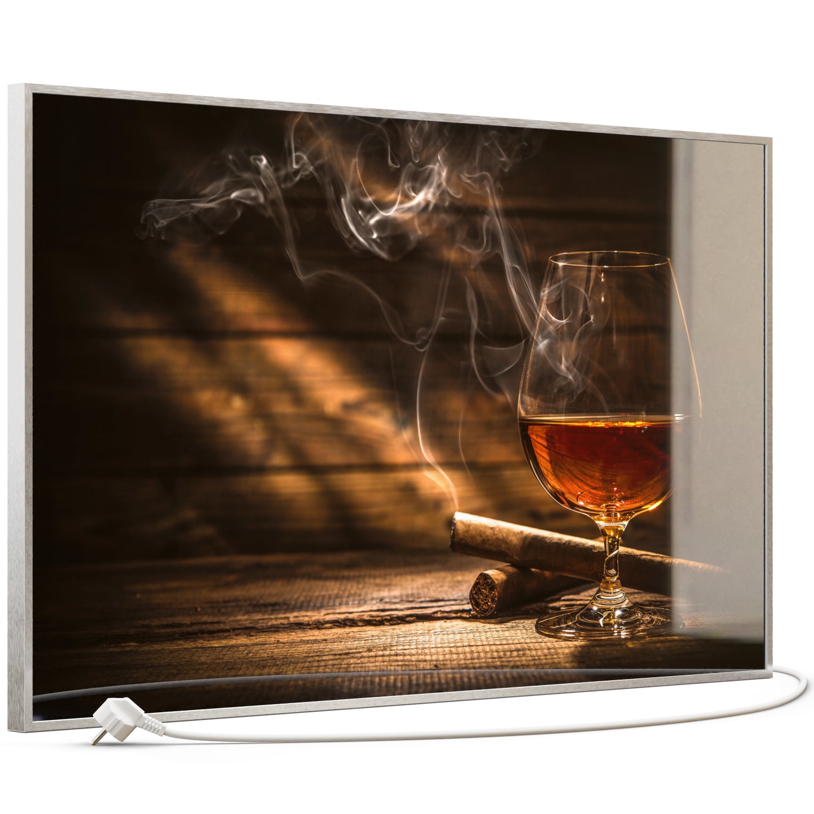 Glas Infrarotheizung 350-1200W Motiv 004 Whisky mit Zigarre