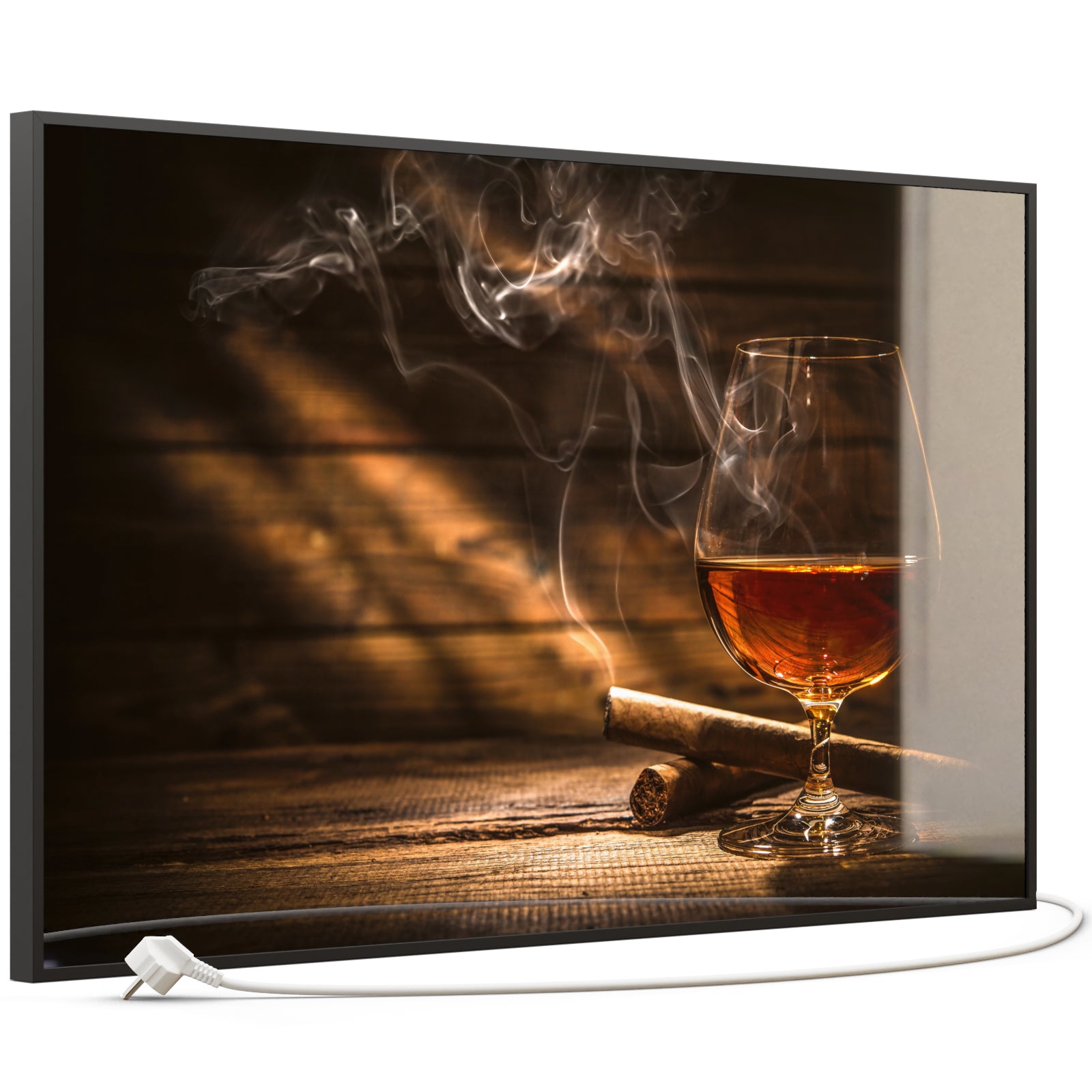 Glas Infrarotheizung 350-1200W Motiv 004 Whisky mit Zigarre