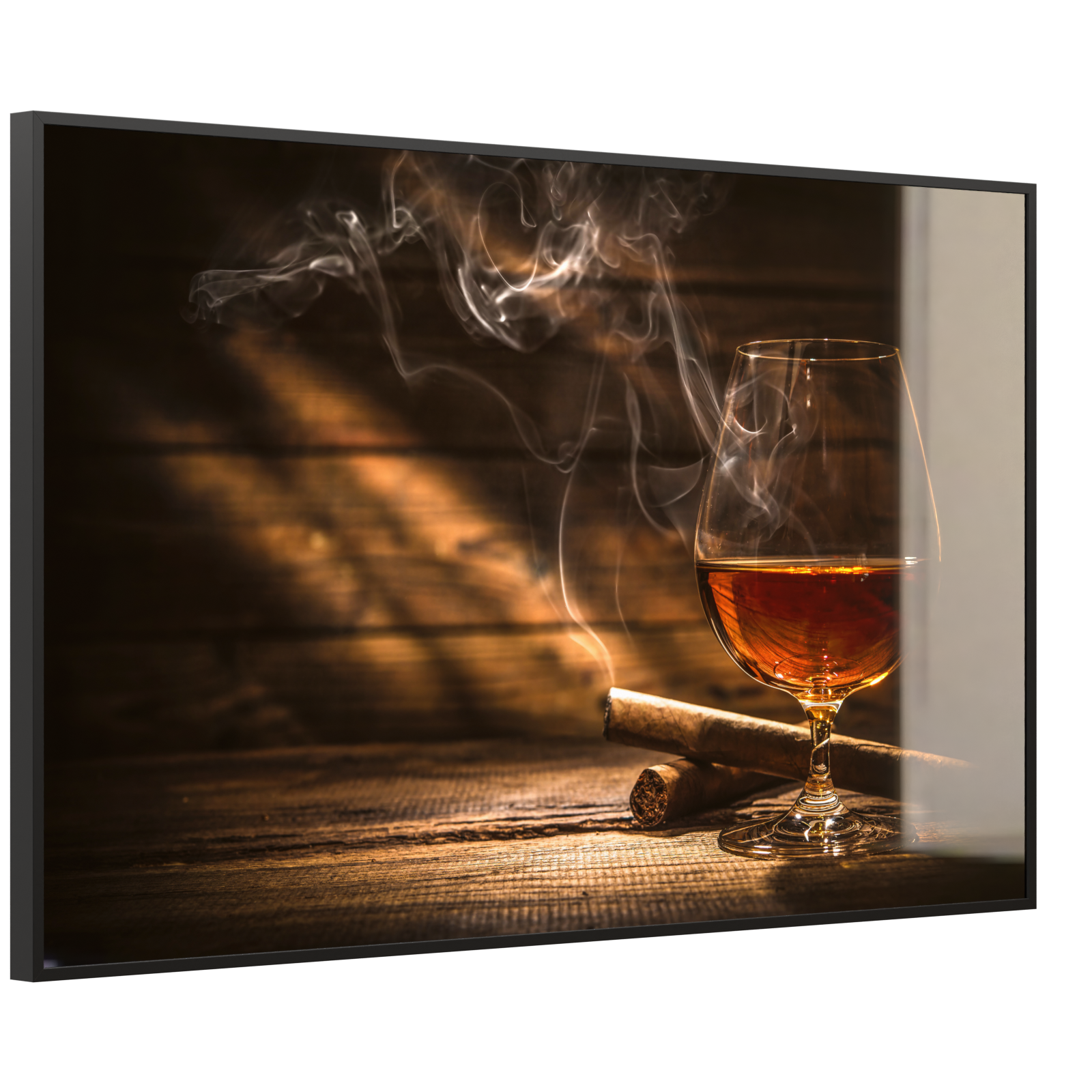 Deko Glas Wandbild Motiv 004 Whisky mit Zigarre