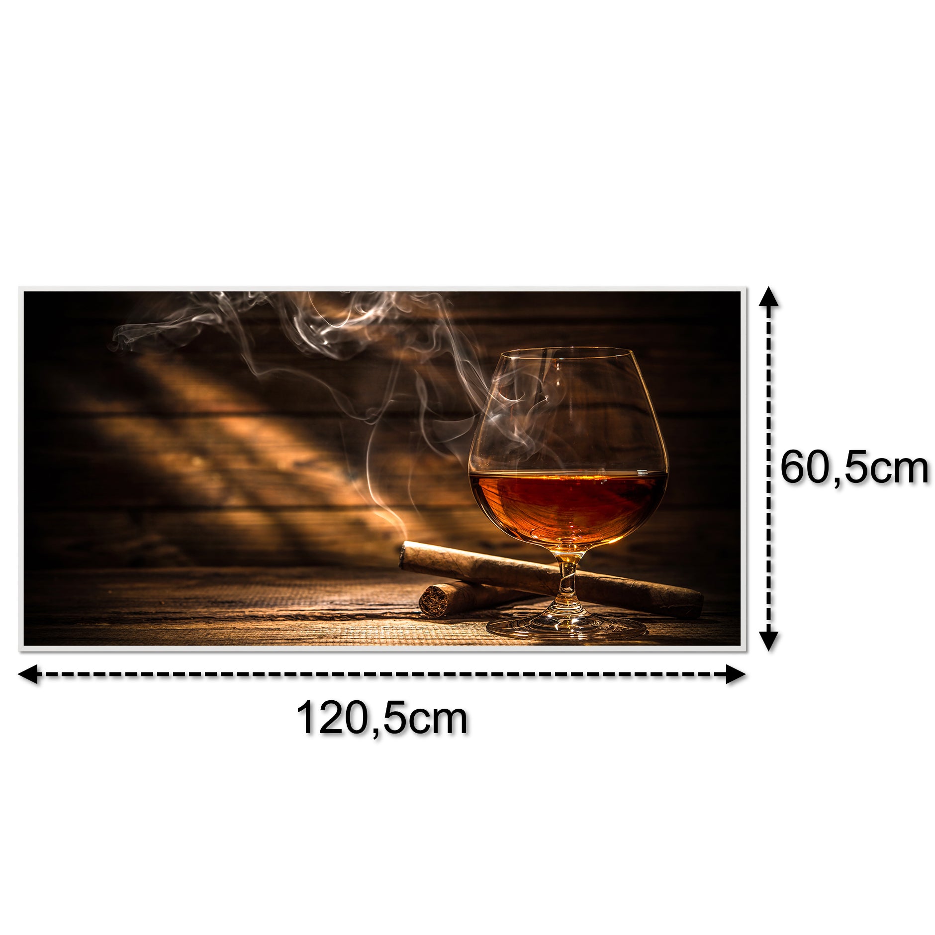 Glas Infrarotheizung 350-1200W Motiv 004 Whisky mit Zigarre