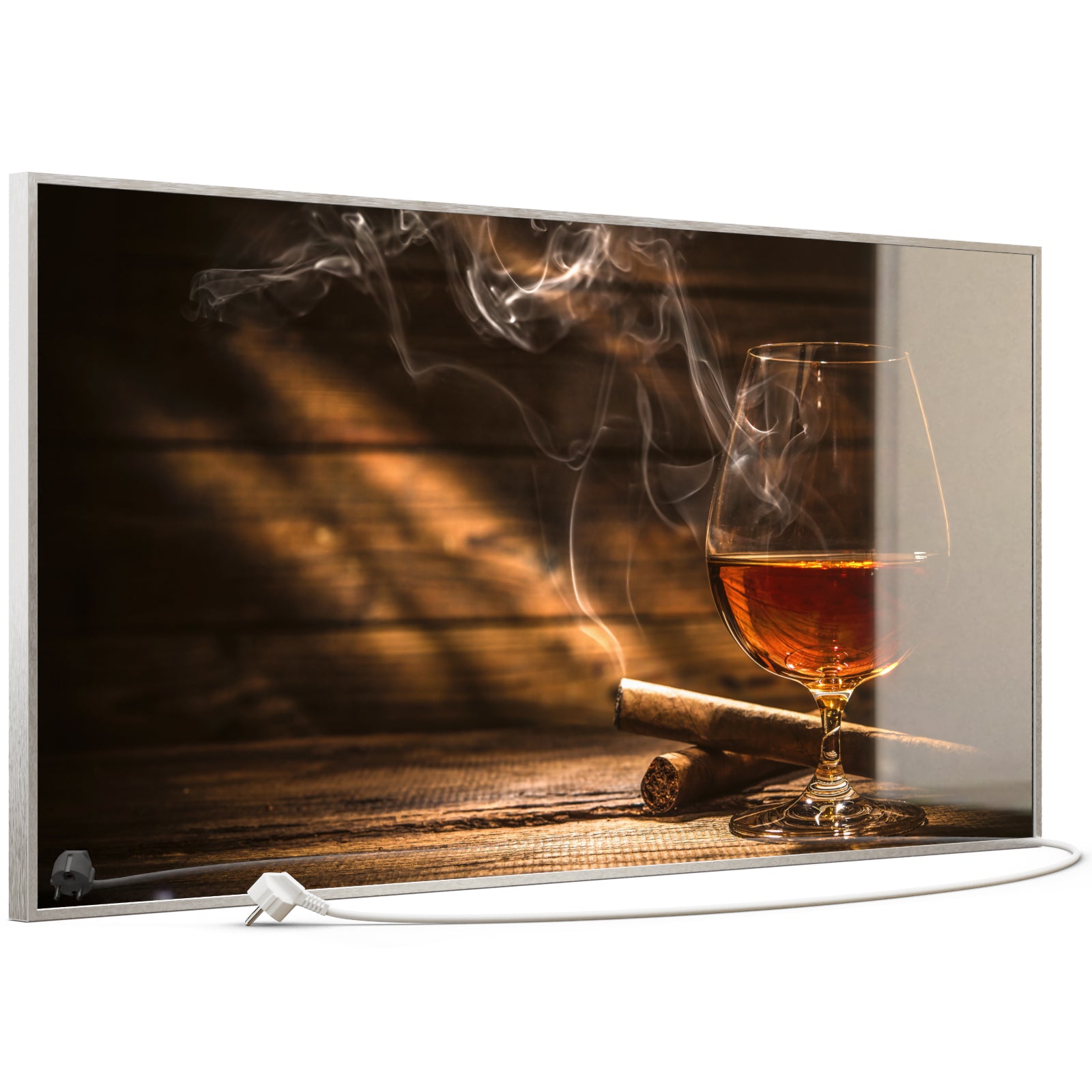 Glas Infrarotheizung 350-1200W Motiv 004 Whisky mit Zigarre