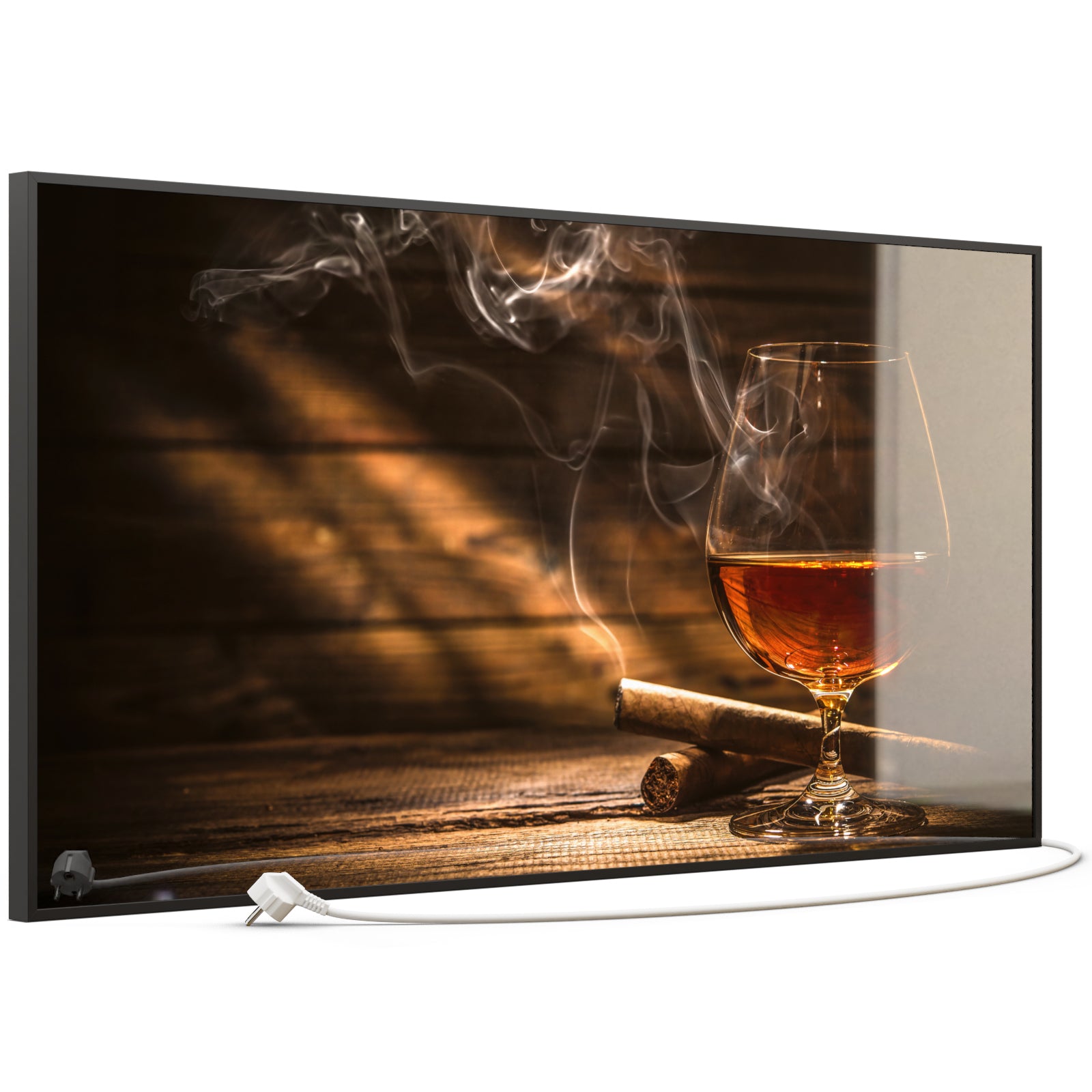 Glas Infrarotheizung 350-1200W Motiv 004 Whisky mit Zigarre