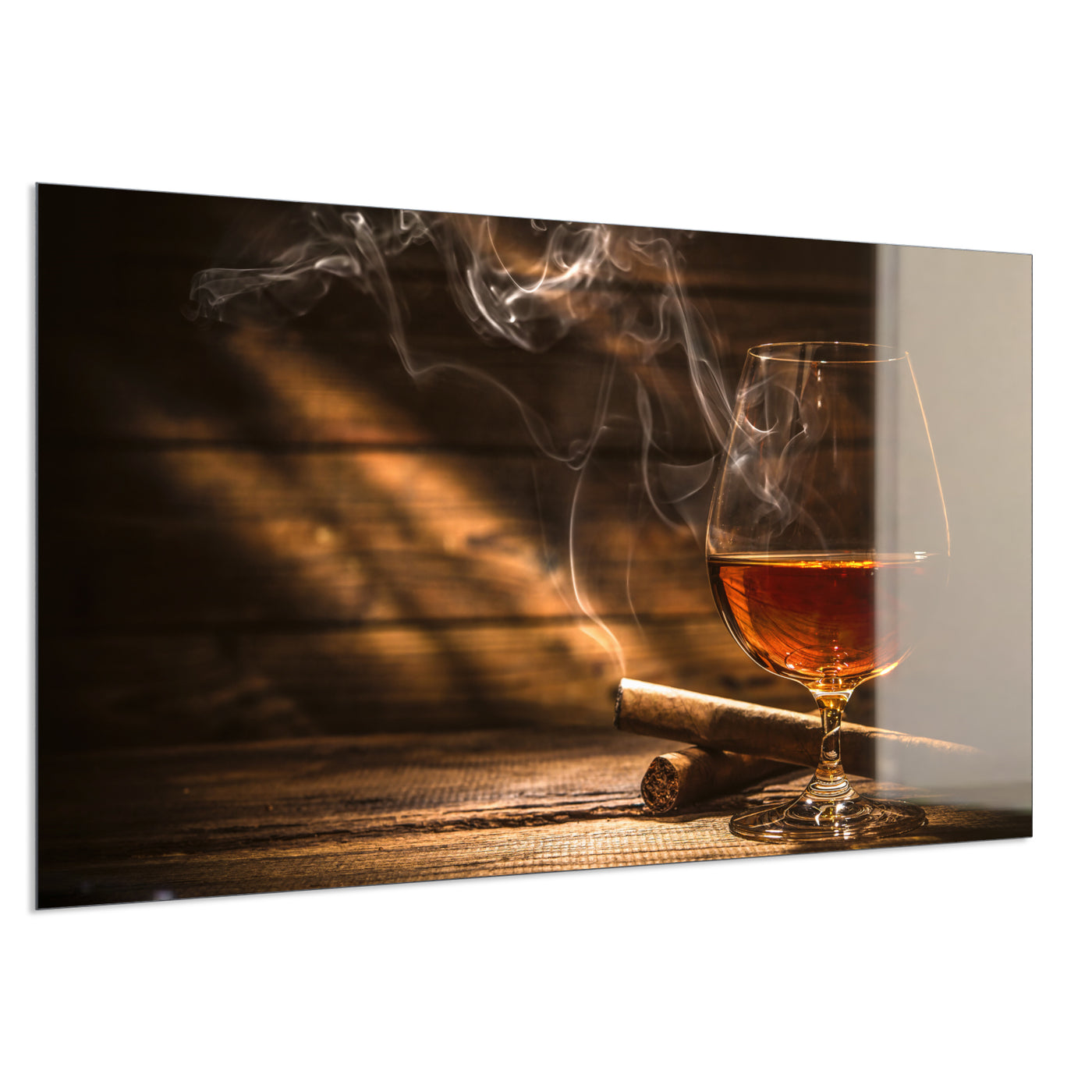 STEINFELD Deko Glas Wandbild Motiv 004 Whisky mit Zigarre