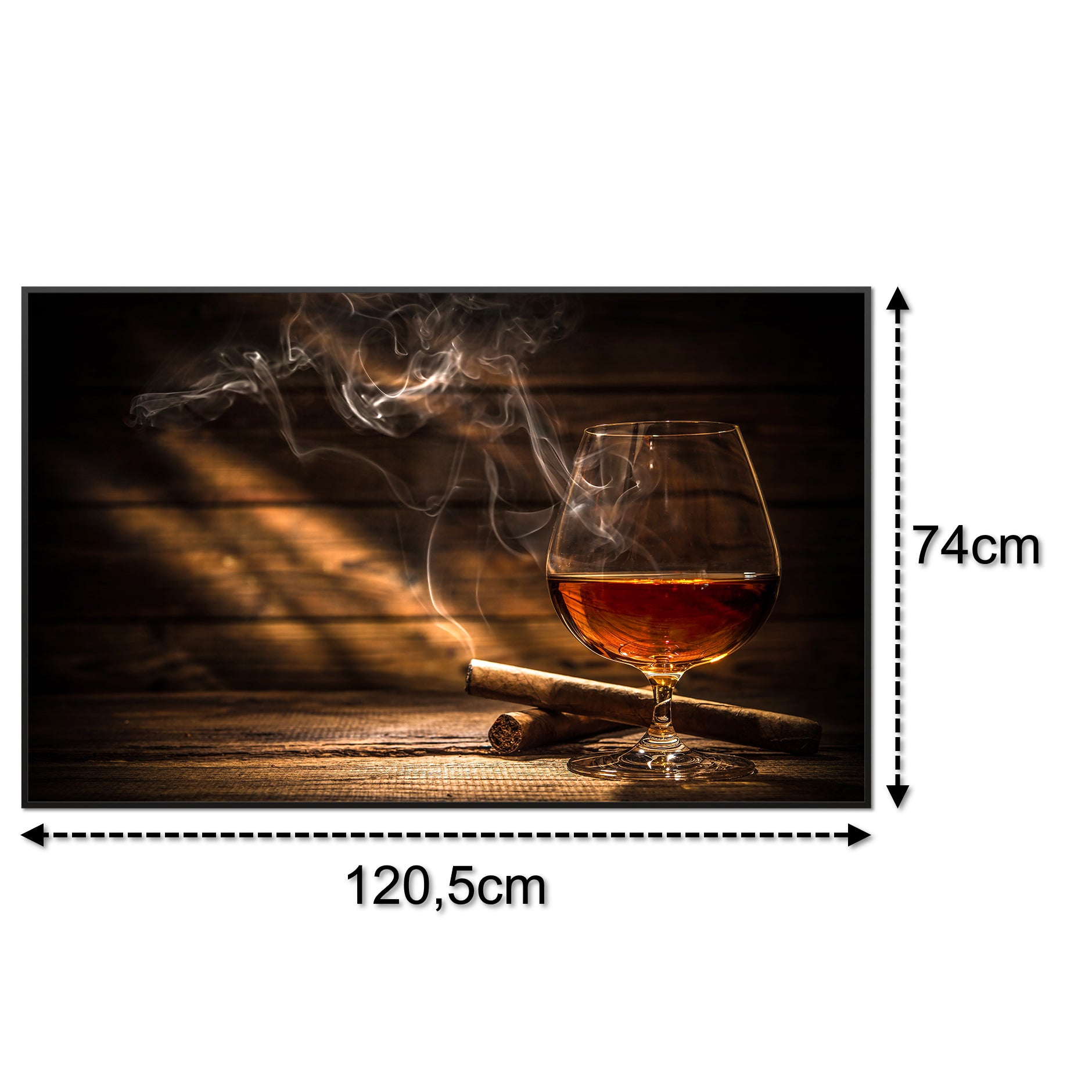 Glas Infrarotheizung 350-1200W Motiv 004 Whisky mit Zigarre