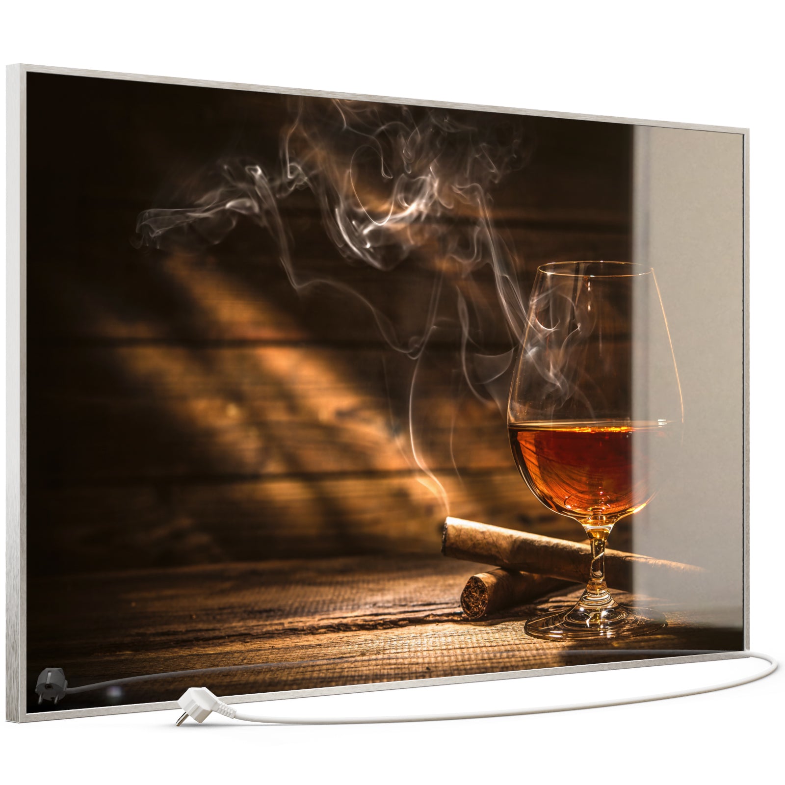 Glas Infrarotheizung 350-1200W Motiv 004 Whisky mit Zigarre