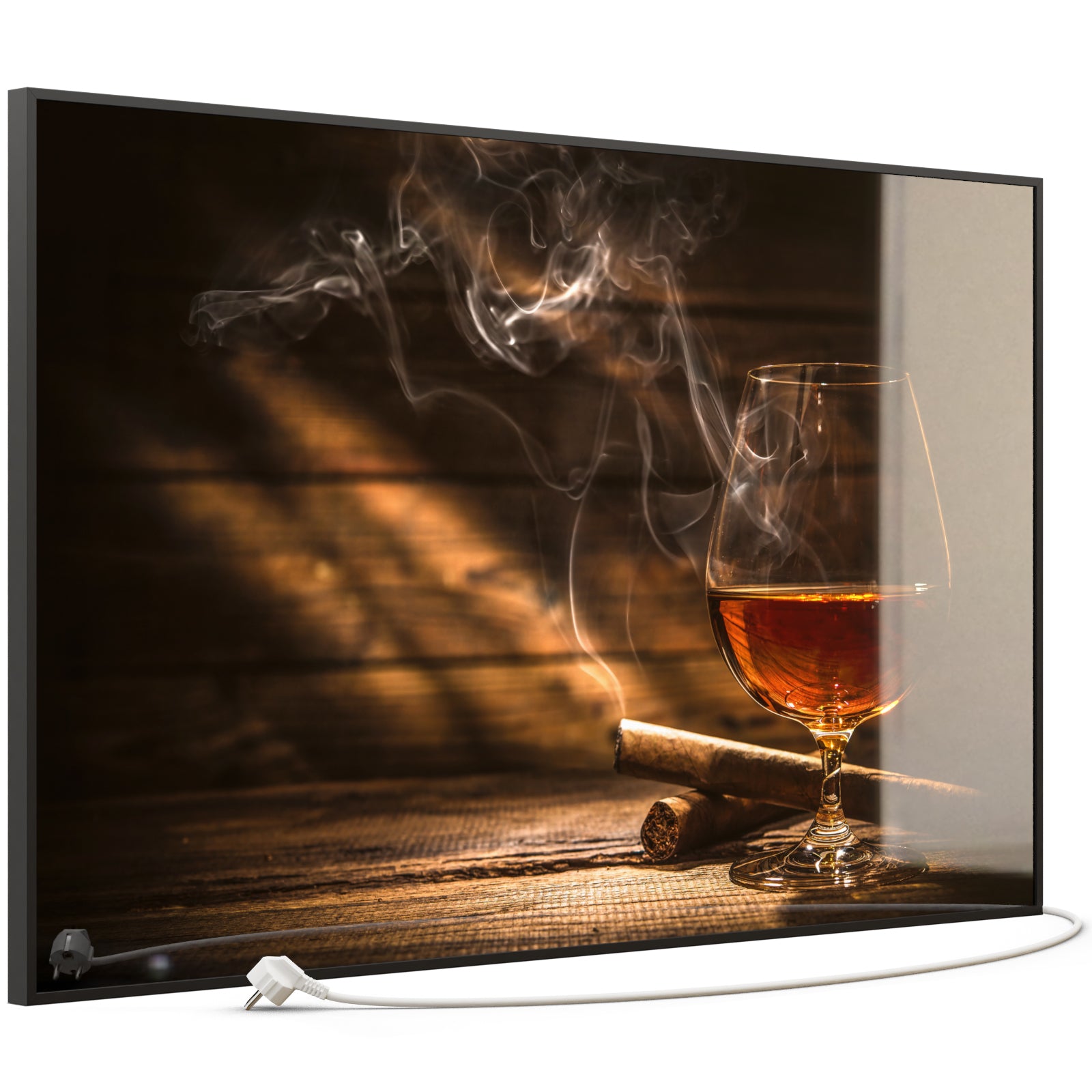 Glas Infrarotheizung 350-1200W Motiv 004 Whisky mit Zigarre