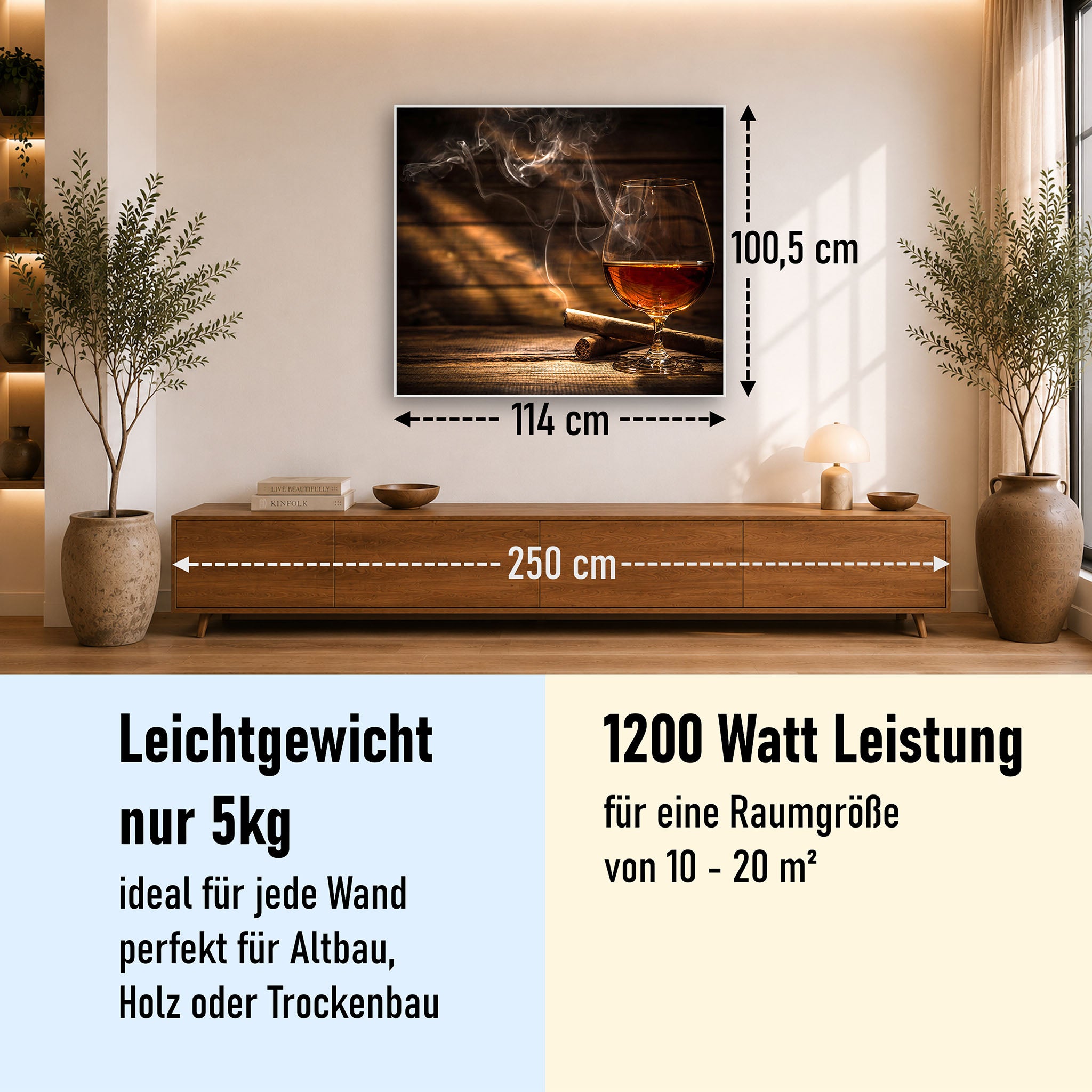 Bild Infrarotheizung 350-1200W Motiv 004 Whisky mit Zigarre