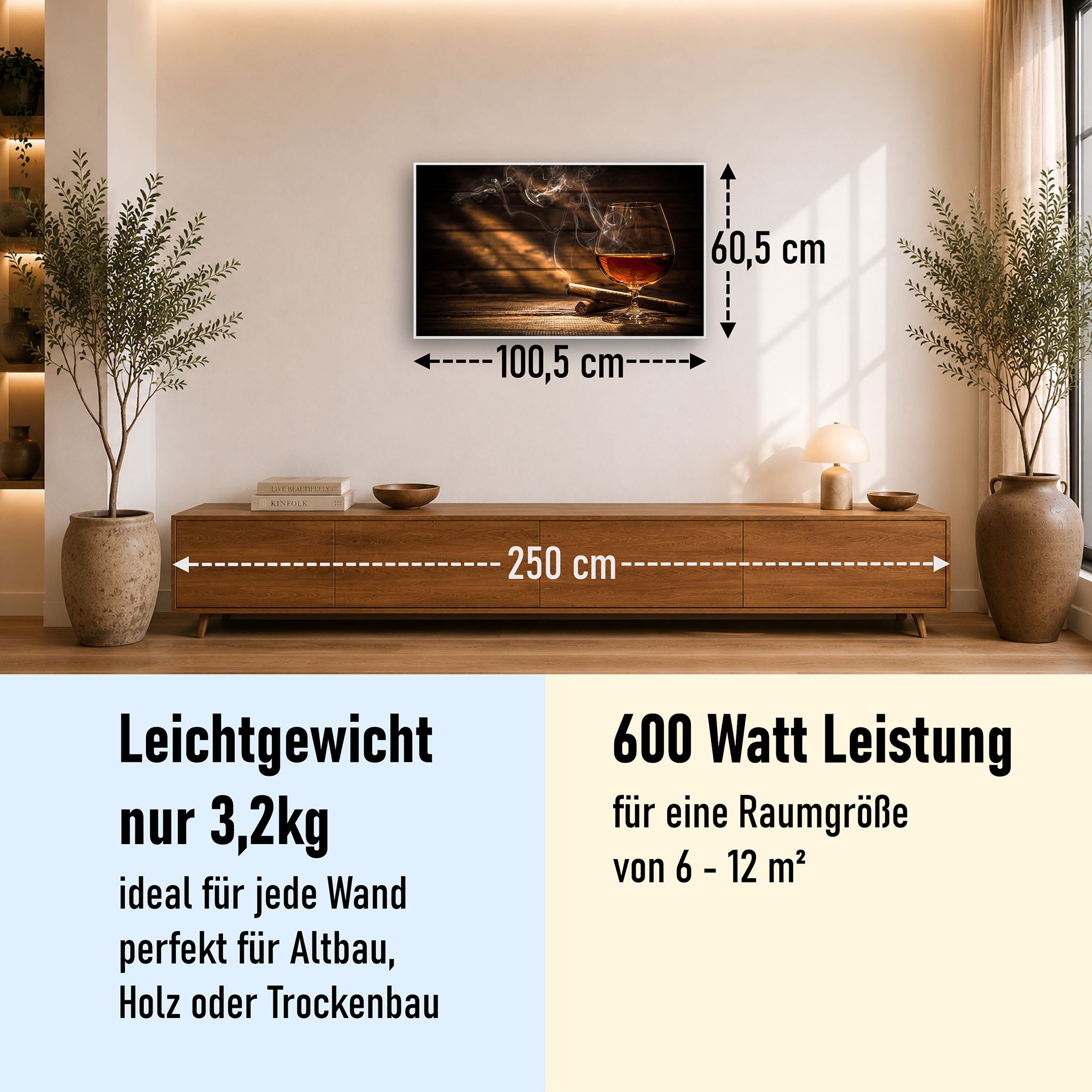 Bild Infrarotheizung 350-1200W Motiv 004 Whisky mit Zigarre