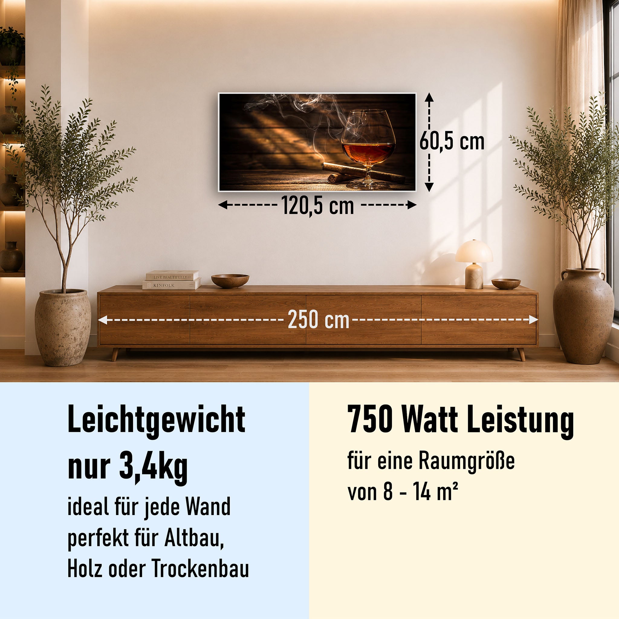Bild Infrarotheizung 350-1200W Motiv 004 Whisky mit Zigarre