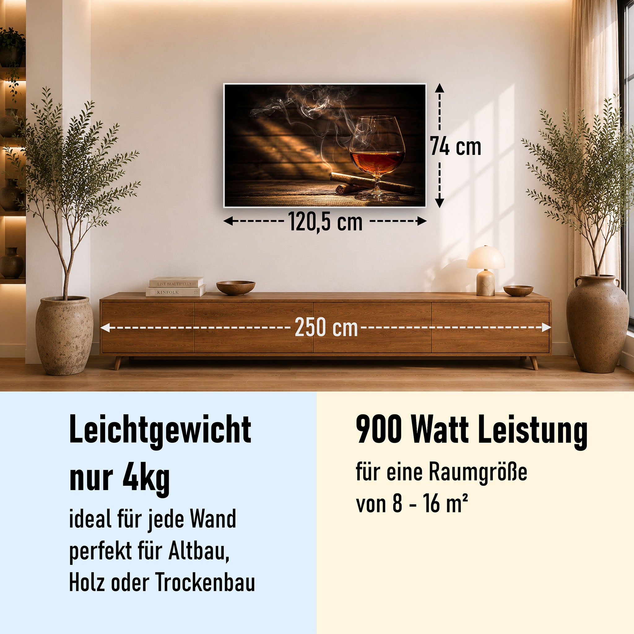 Bild Infrarotheizung 350-1200W Motiv 004 Whisky mit Zigarre