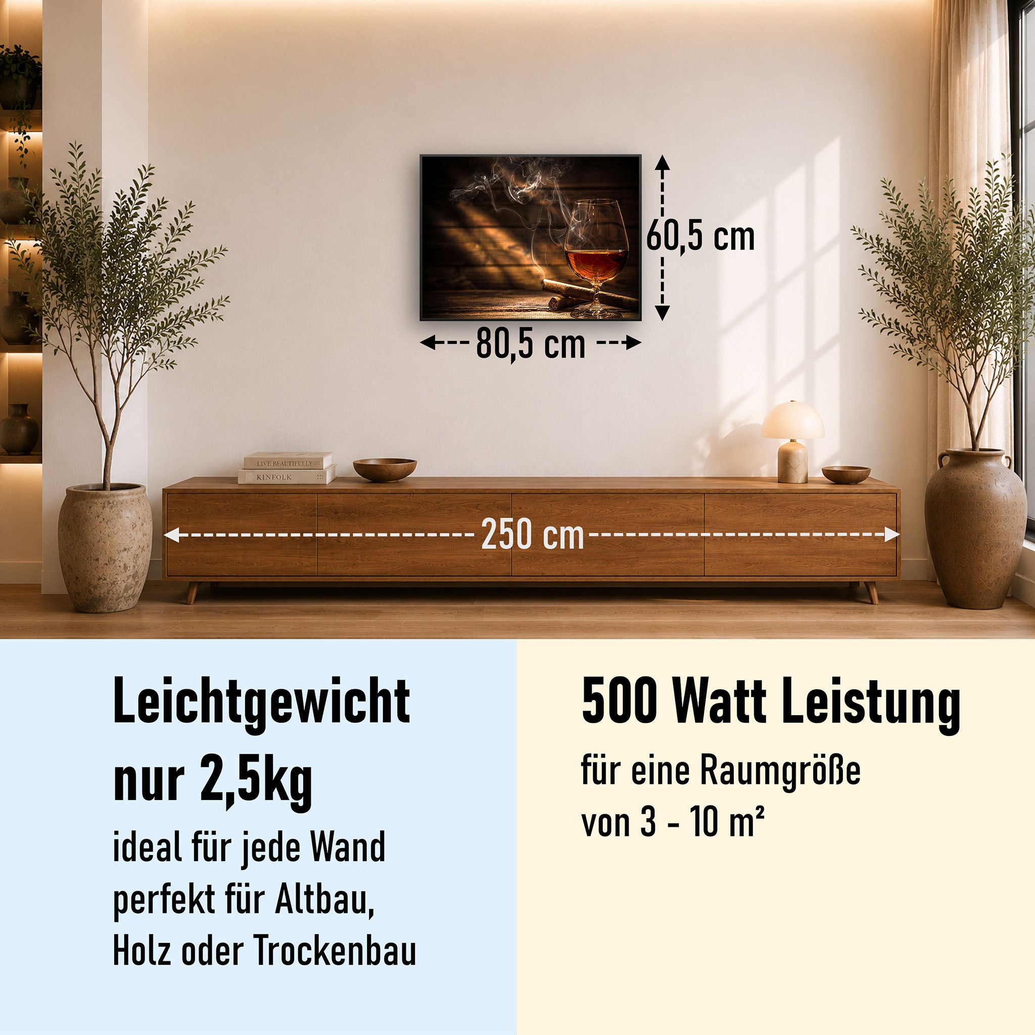 Bild Infrarotheizung 350-1200W Motiv 004 Whisky mit Zigarre