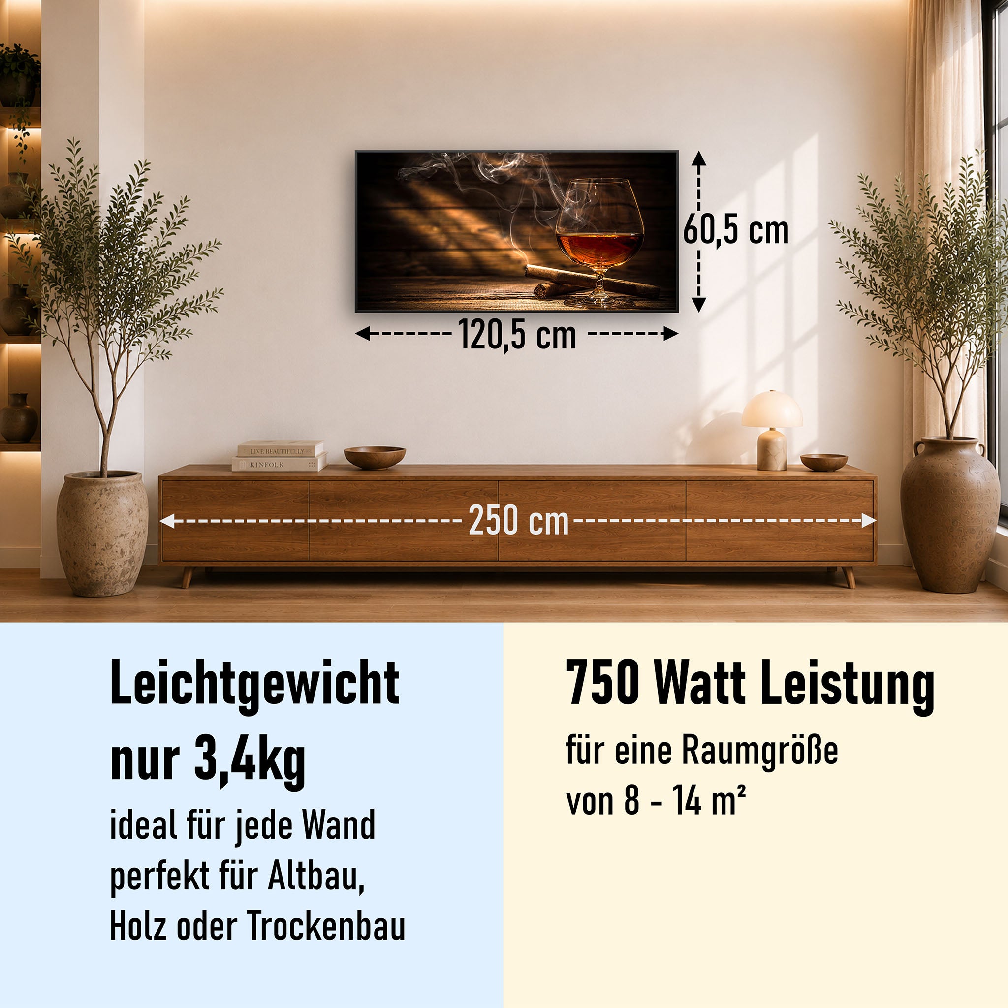 Bild Infrarotheizung 350-1200W Motiv 004 Whisky mit Zigarre
