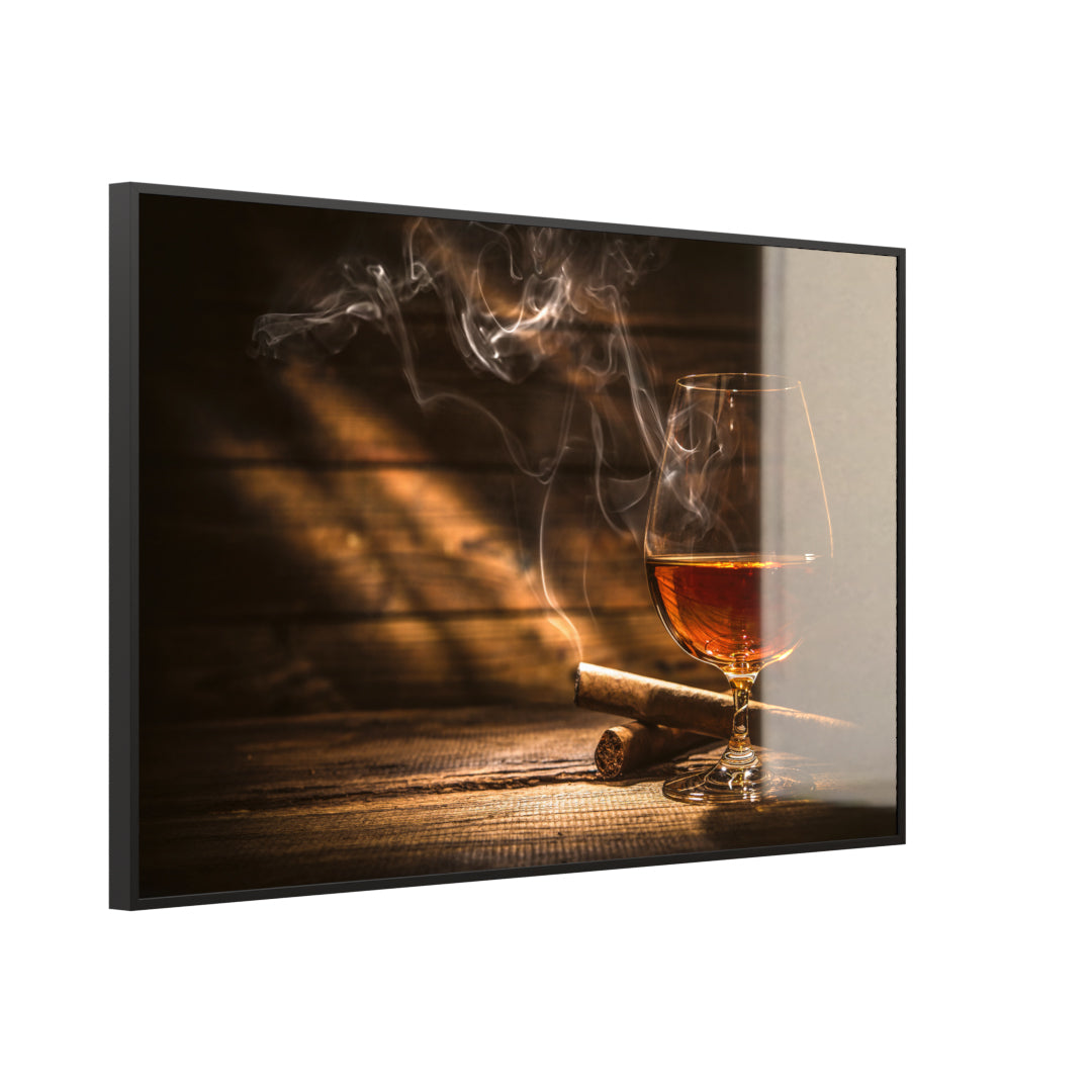 Glas Infrarotheizung 350-1200W Motiv 004 Whisky mit Zigarre