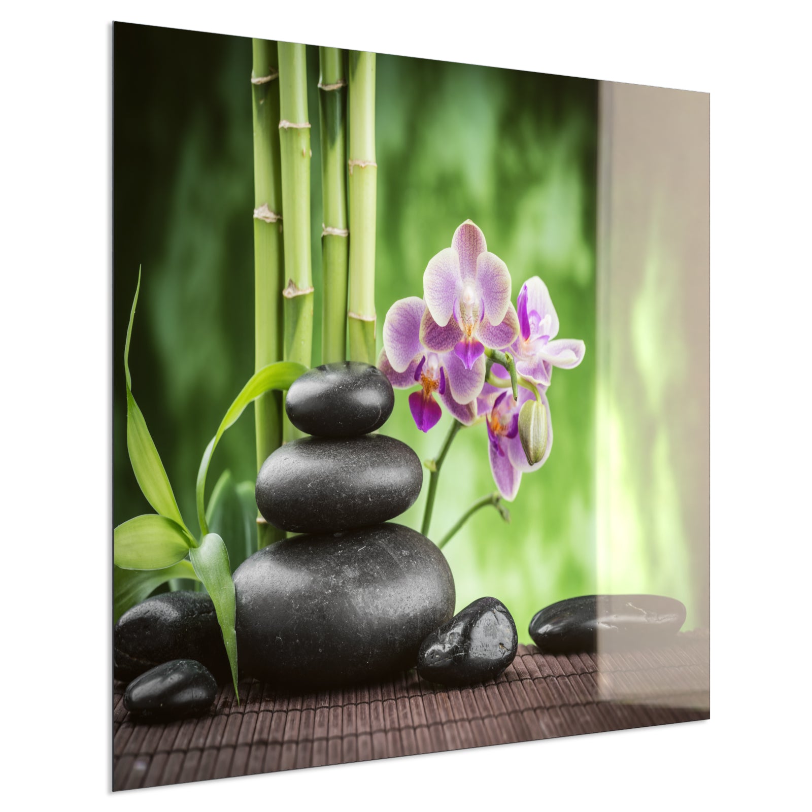 Deko Glas Wandbild Motiv 055 Zen Basaltsteinen