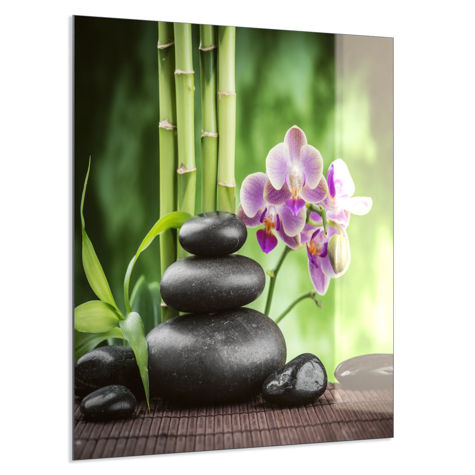 Deko Glas Wandbild Motiv 055 Zen Basaltsteinen