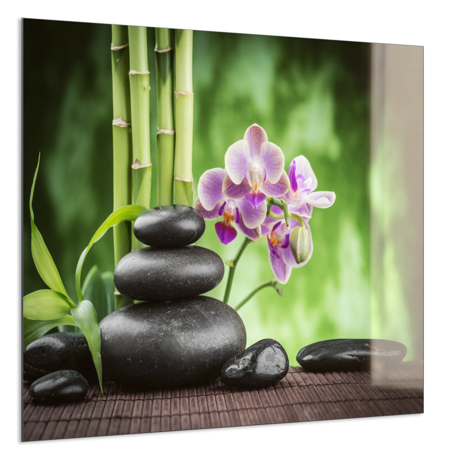 Deko Glas Wandbild Motiv 055 Zen Basaltsteinen