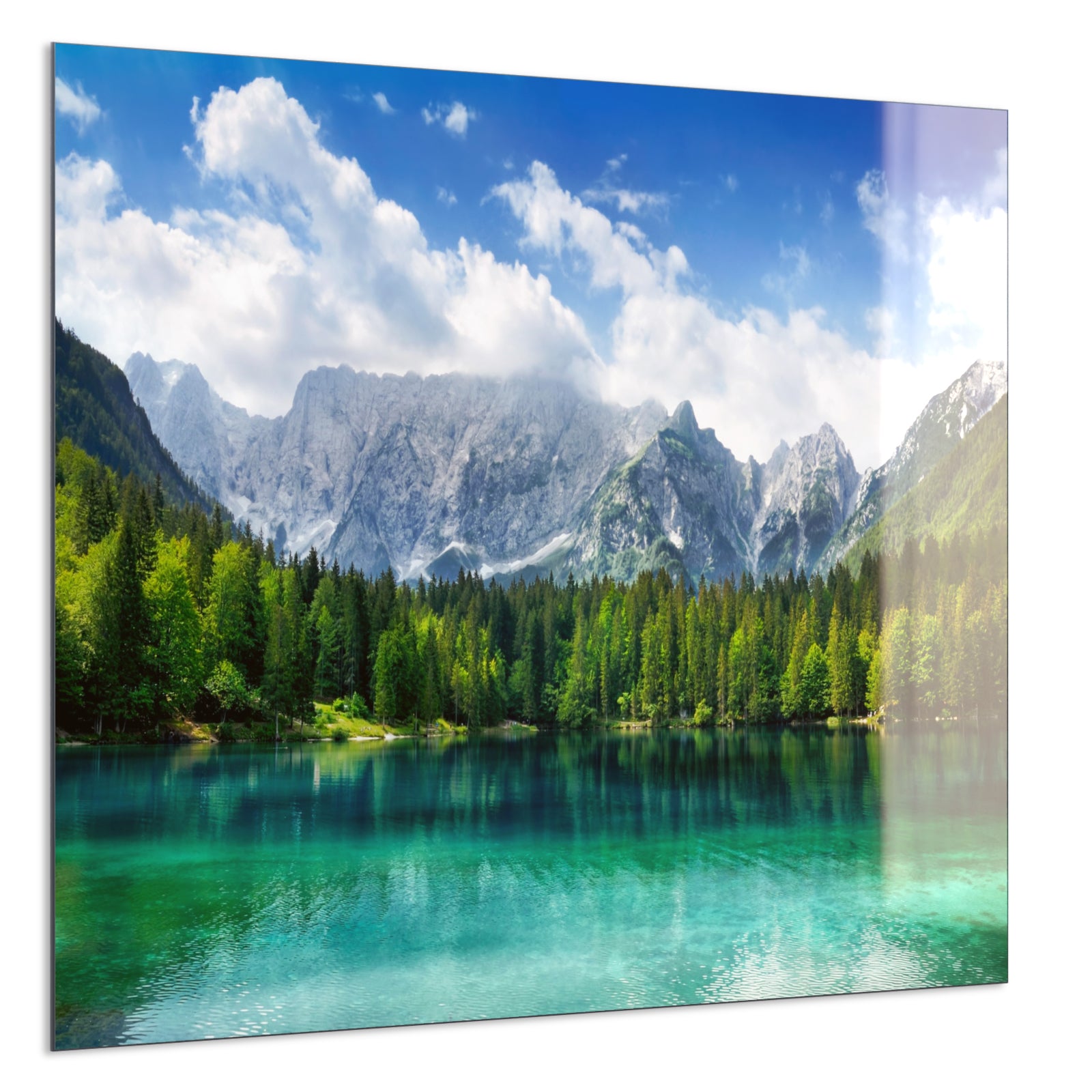 Deko Glas Wandbild Motiv 057 türkisfarbener See