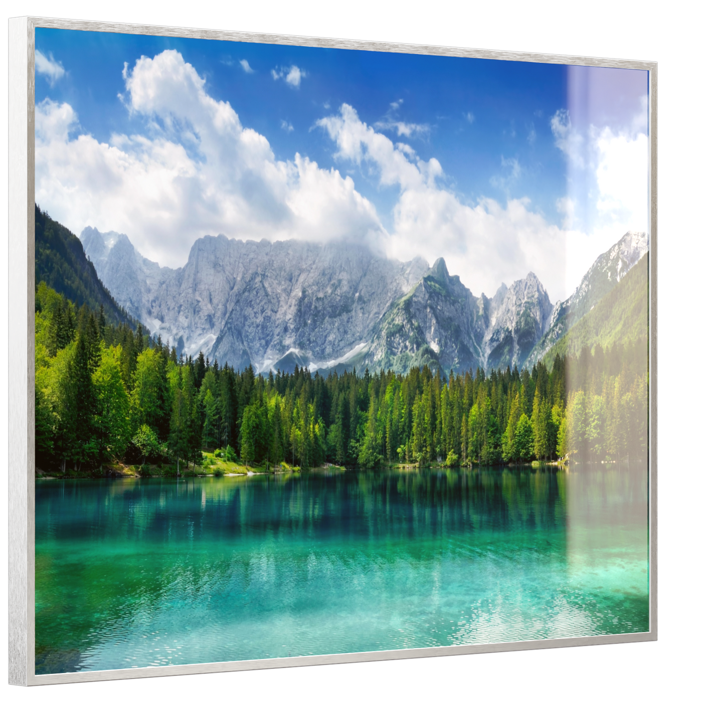 STEINFELD Deko Glas Wandbild Motiv 057 türkisfarbener See