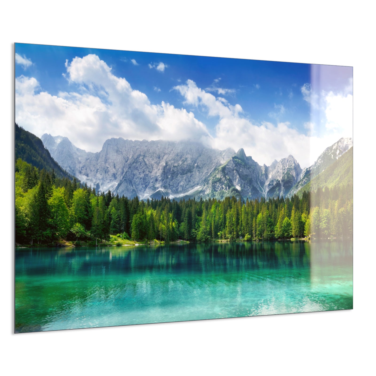 Deko Glas Wandbild Motiv 057 türkisfarbener See