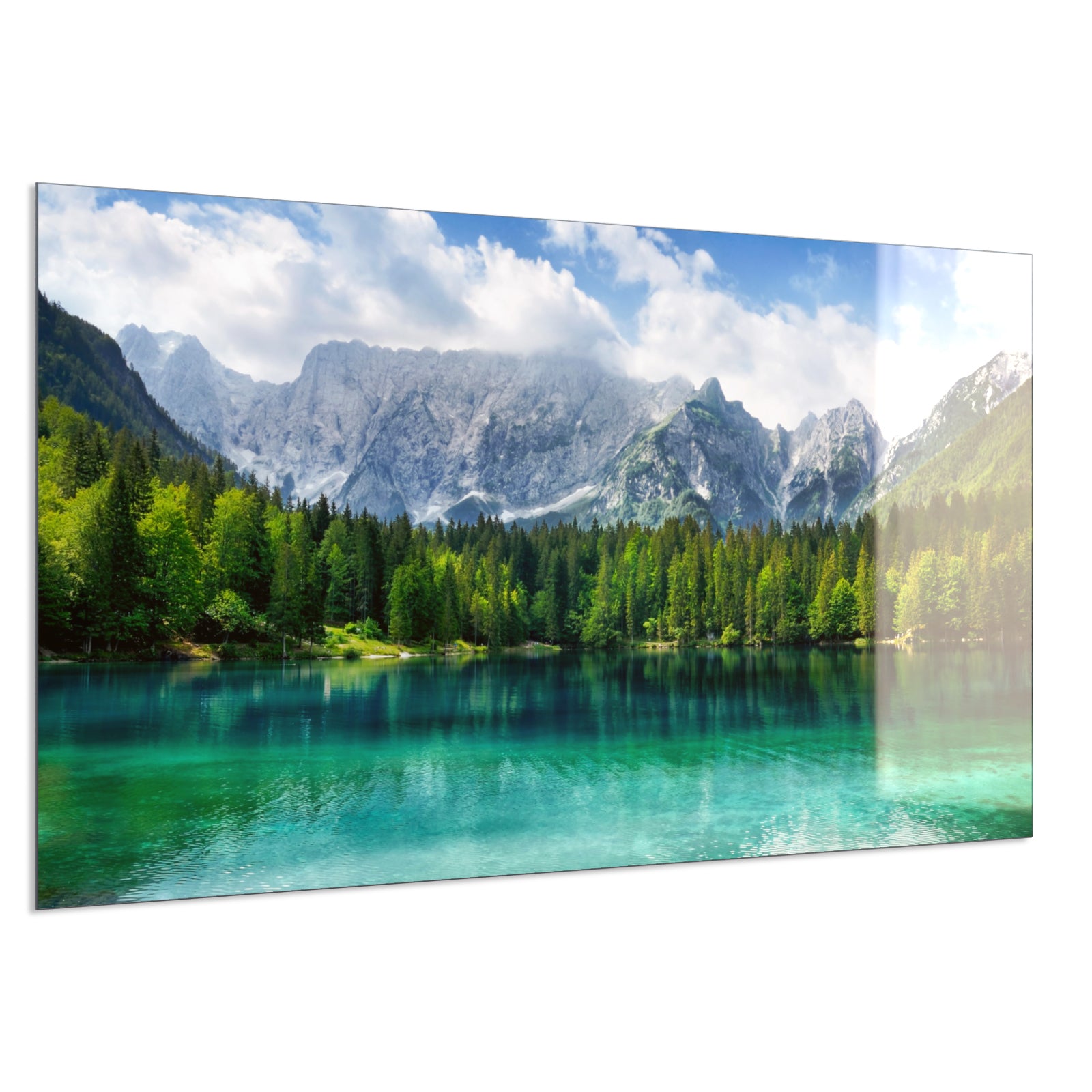 Deko Glas Wandbild Motiv 057 türkisfarbener See