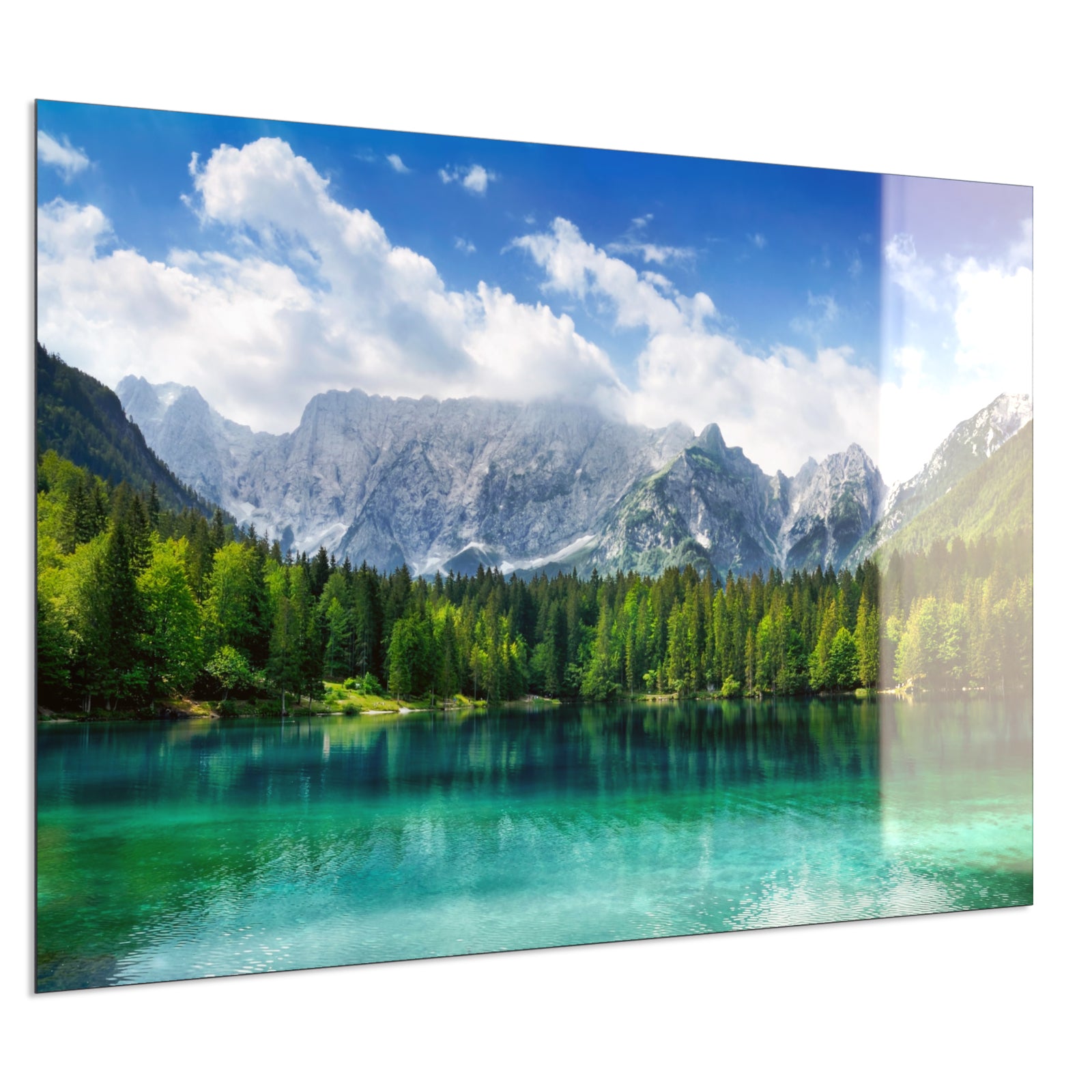 Deko Glas Wandbild Motiv 057 türkisfarbener See