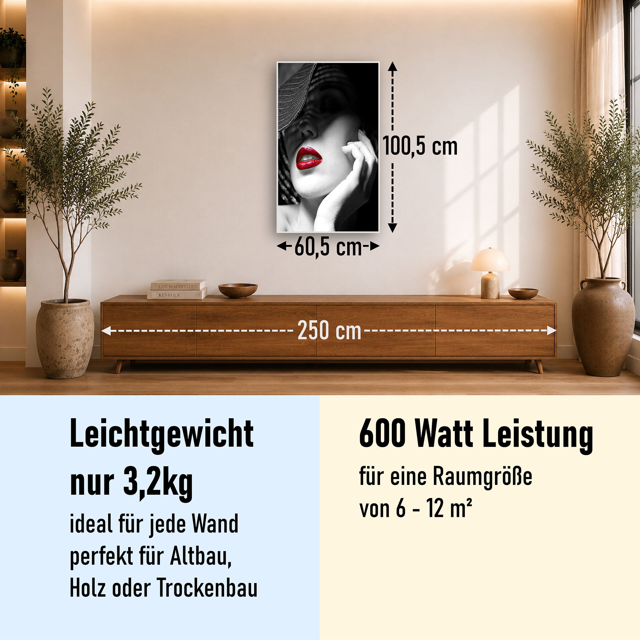 Bild Infrarotheizung 350-1200W Motiv 005H geheimnisvolle Frau