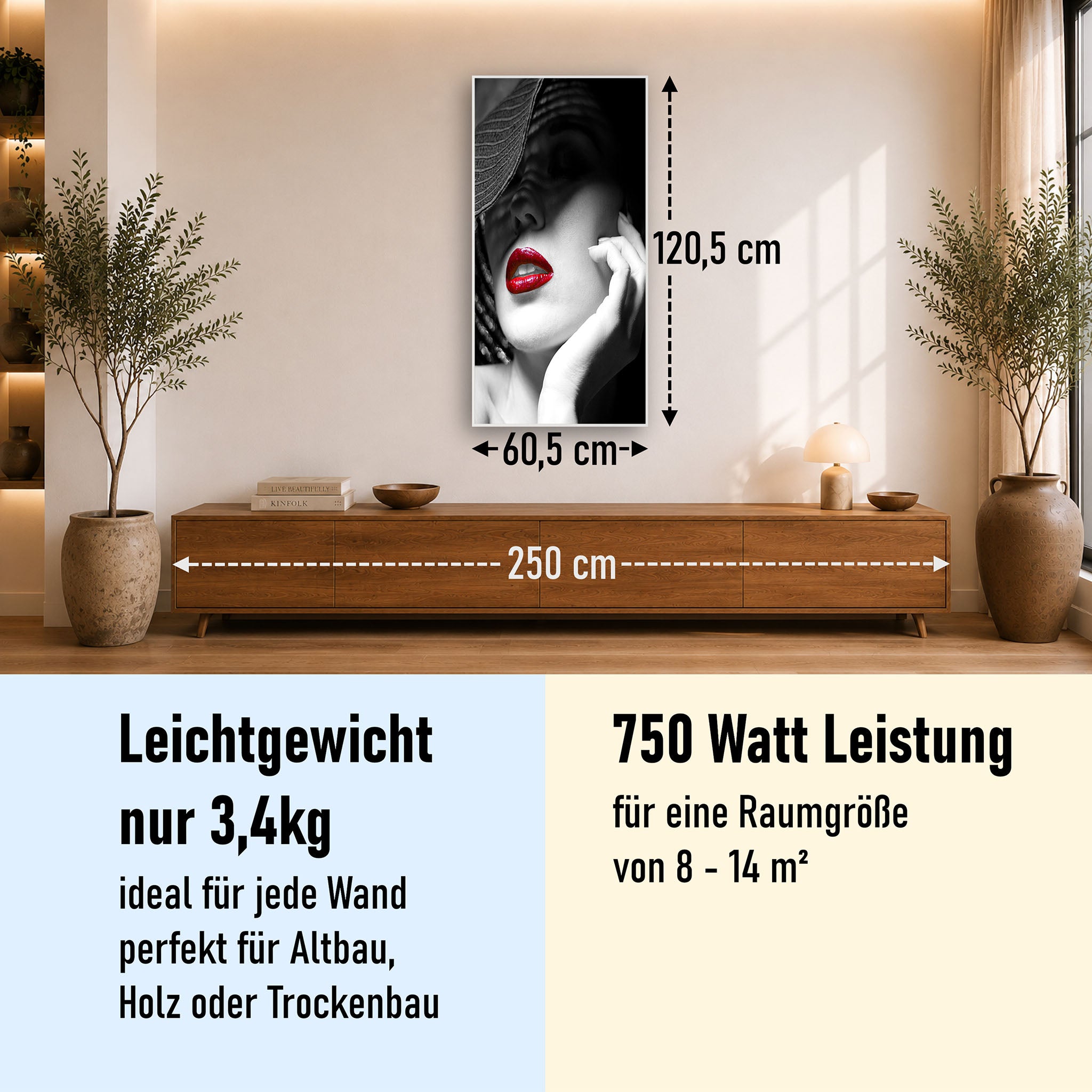 Bild Infrarotheizung 350-1200W Motiv 005H geheimnisvolle Frau