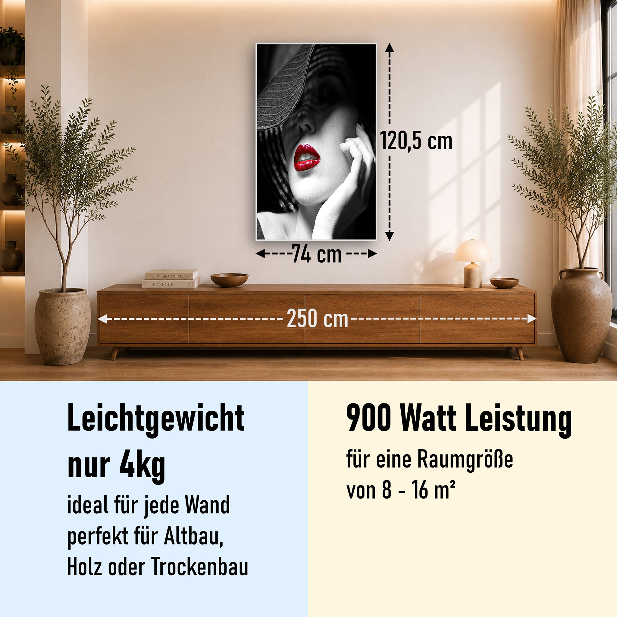 Bild Infrarotheizung 350-1200W Motiv 005H geheimnisvolle Frau