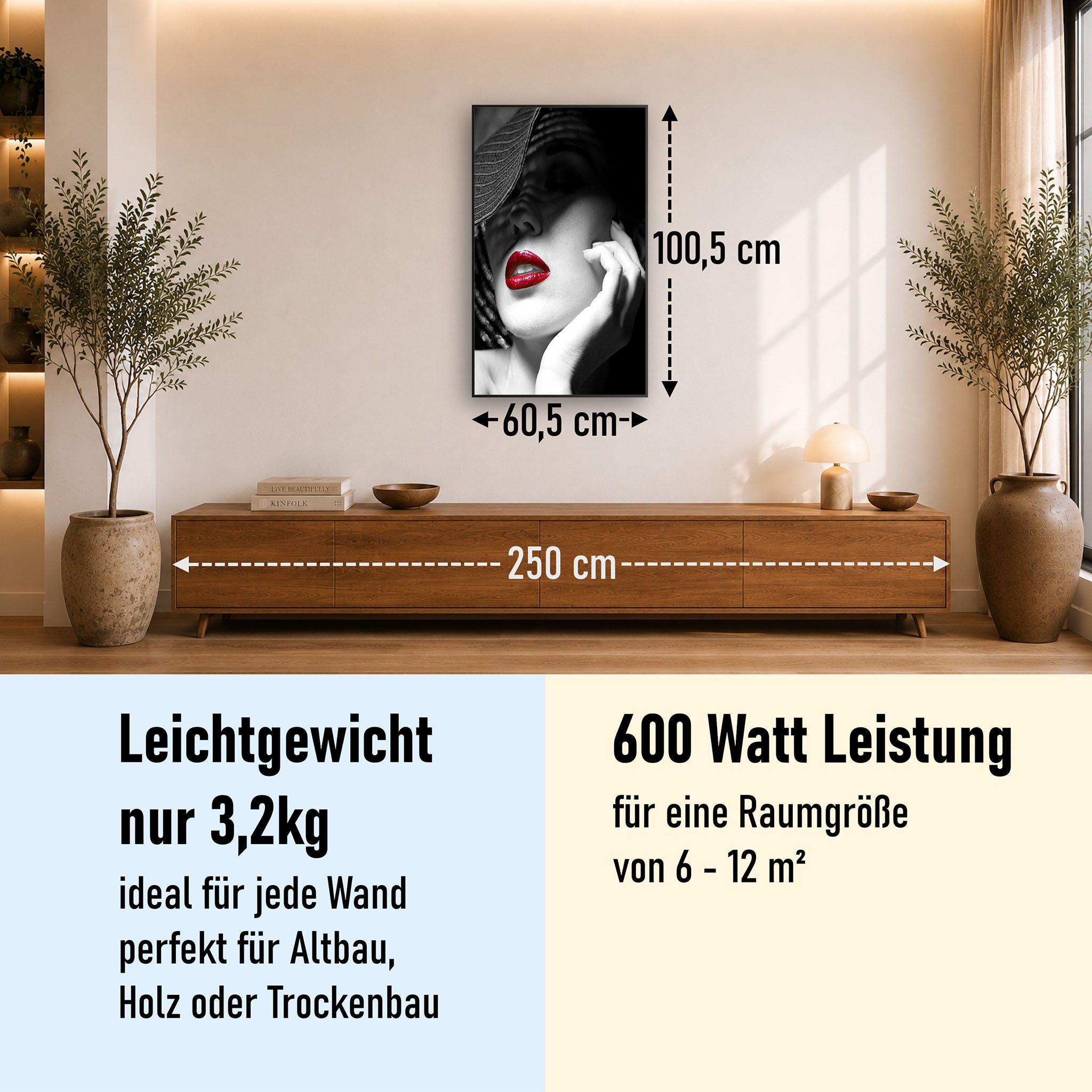 Bild Infrarotheizung 350-1200W Motiv 005H geheimnisvolle Frau